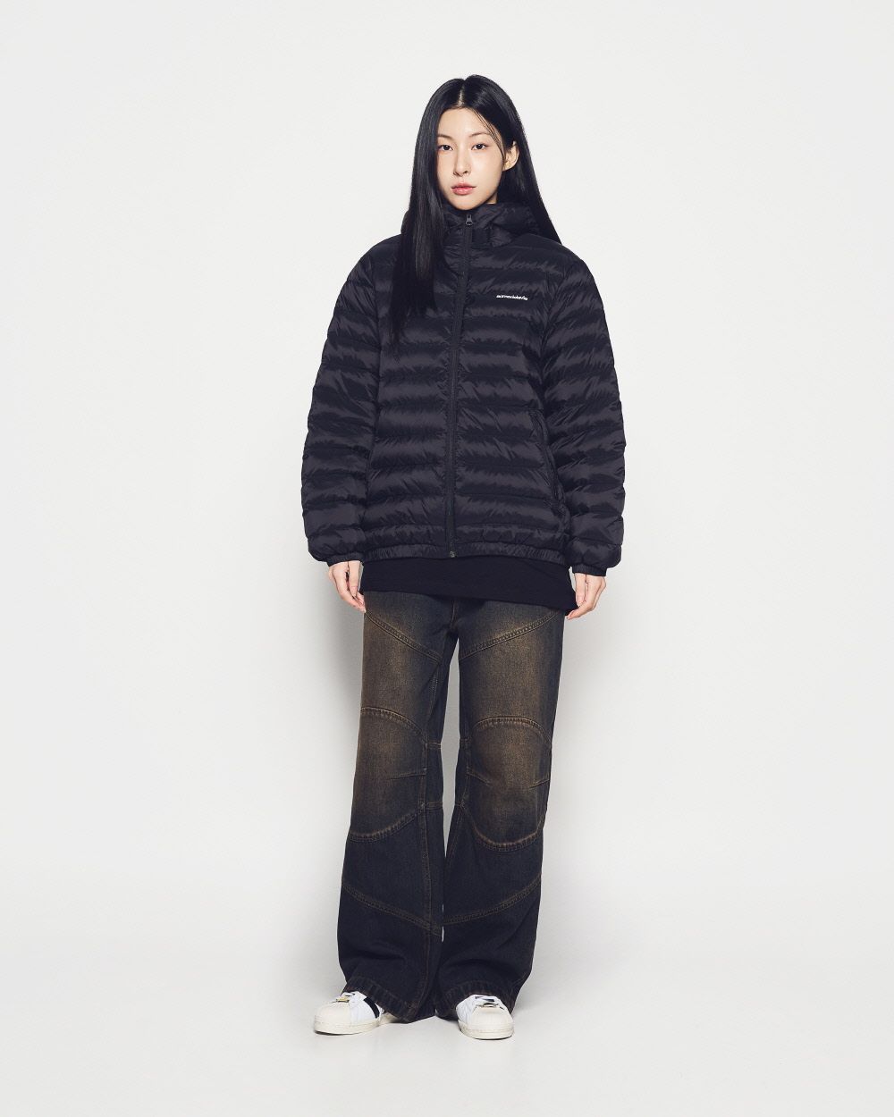 ADLV - Áo phao QUILTING HOODED DUCK DOWN Đen