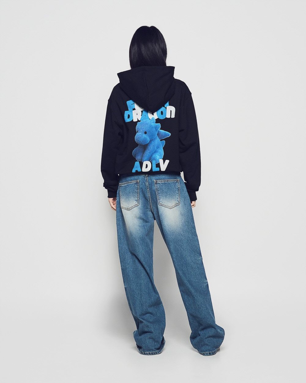 ADLV - Áo Hoodie FUZZY FONT DRAGON Đen