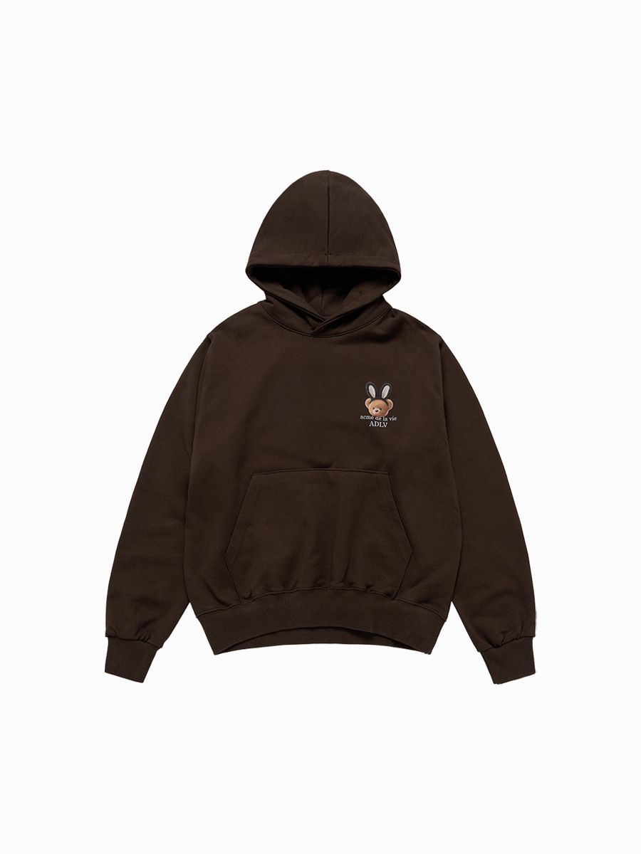 ADLV - Áo Hoodie RABBIT BEAR DOLL LOGO Nâu đậm