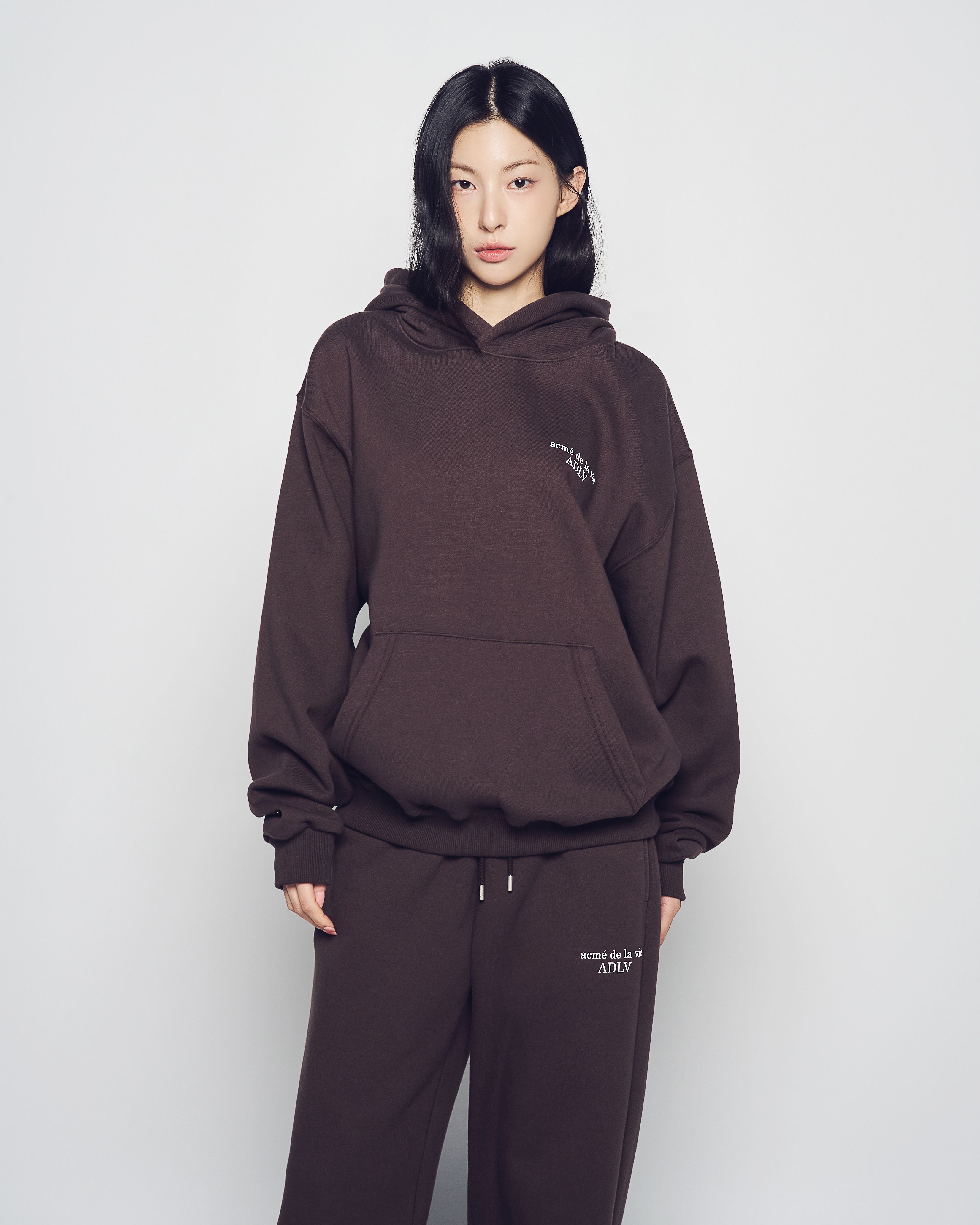 ADLV - Áo Hoodie Basic Logo Napping Nâu