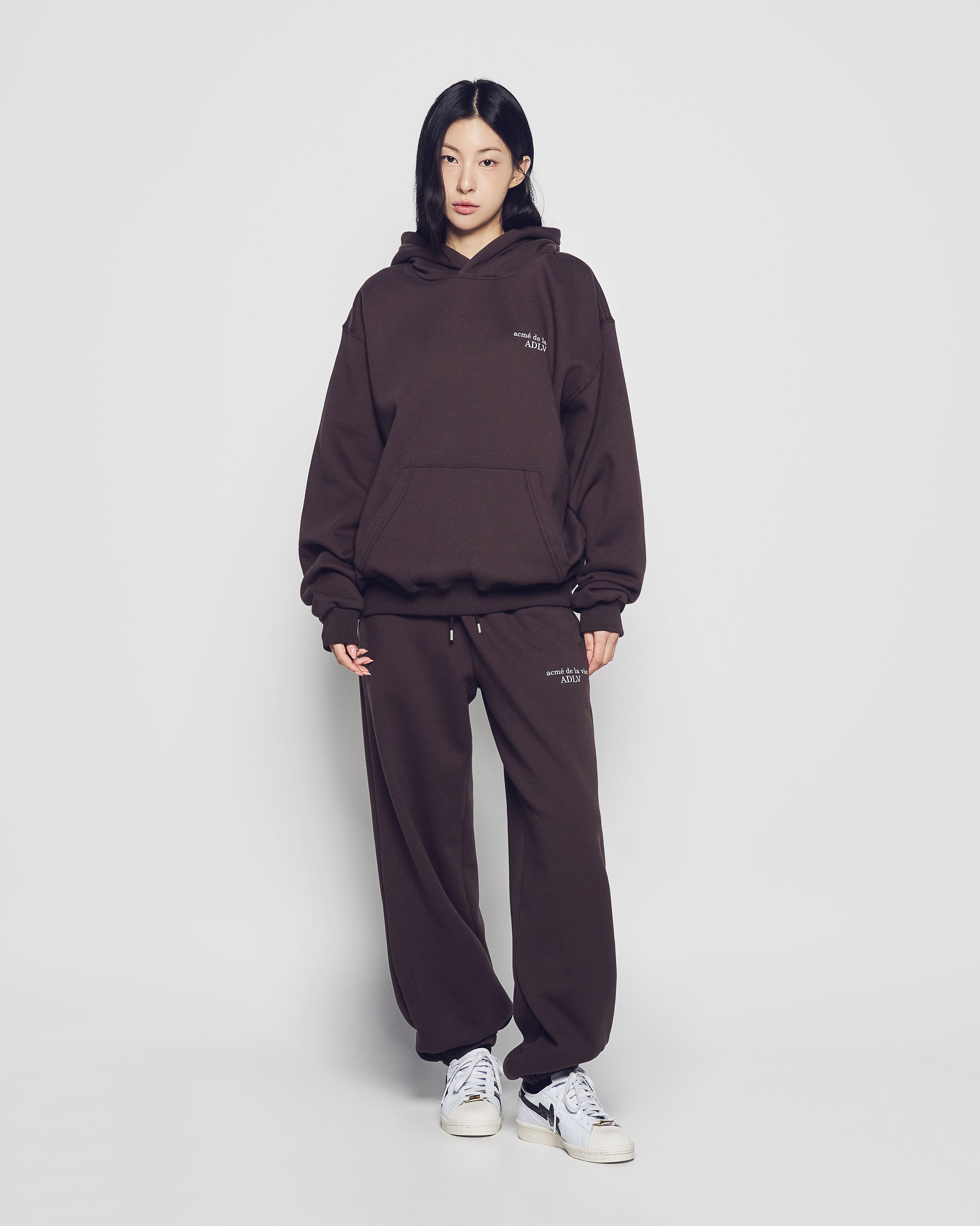 ADLV - Áo Hoodie Basic Logo Napping Nâu