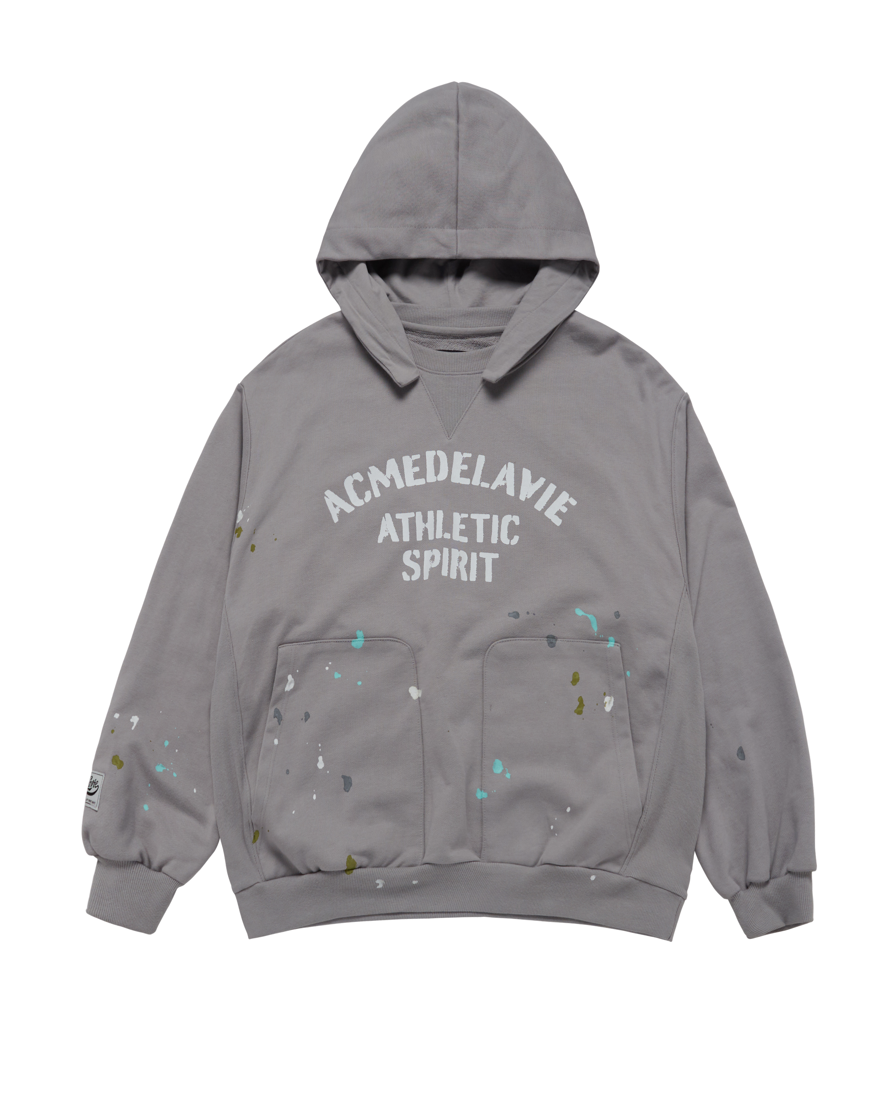 ADLV - Áo Hoodie Paint Effect Xám nhạt