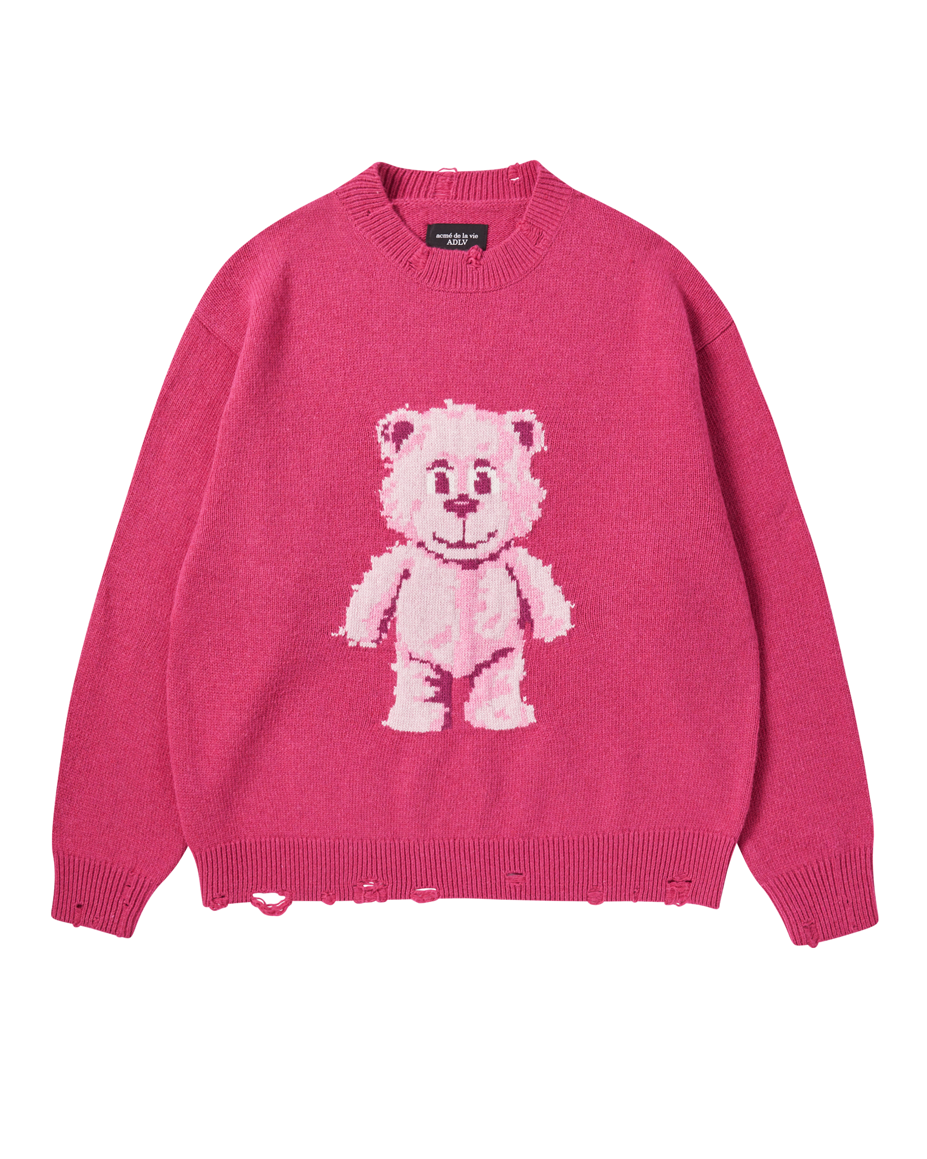 Áo Len Distressed Bear Hồng