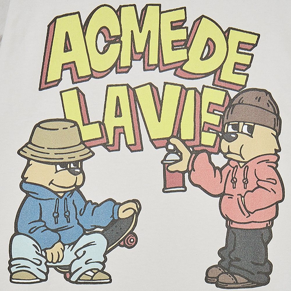 ADLV - Áo Thun Dài Tay AC Bear Graffiti Xám nhạt