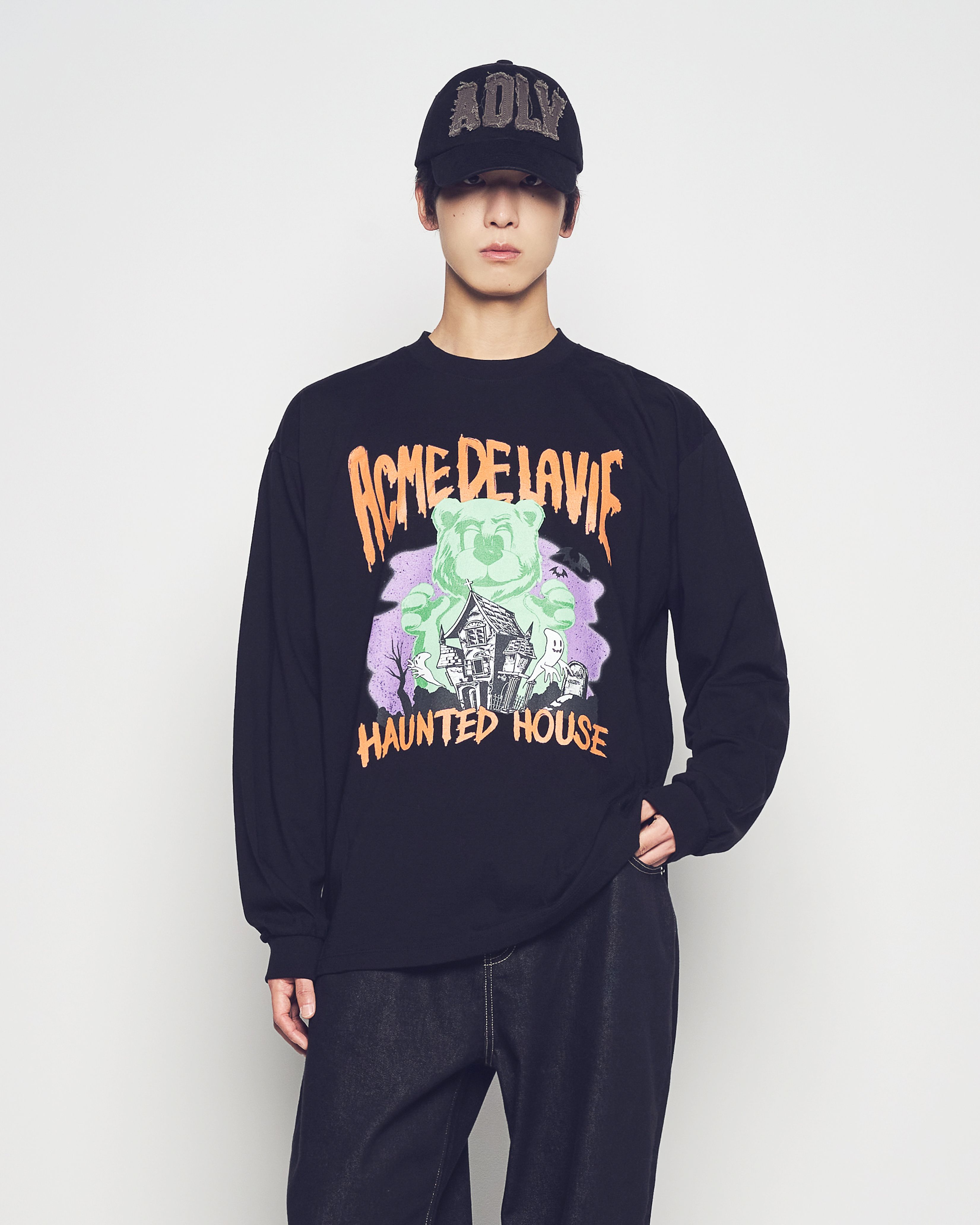 ADLV - Áo Thun Dài Tay AC Bear Halloween Đen