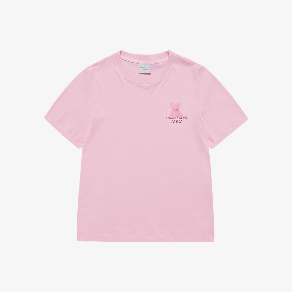 ADLV - Áo thun nữ Fuzzy Bear Hồng nhạt