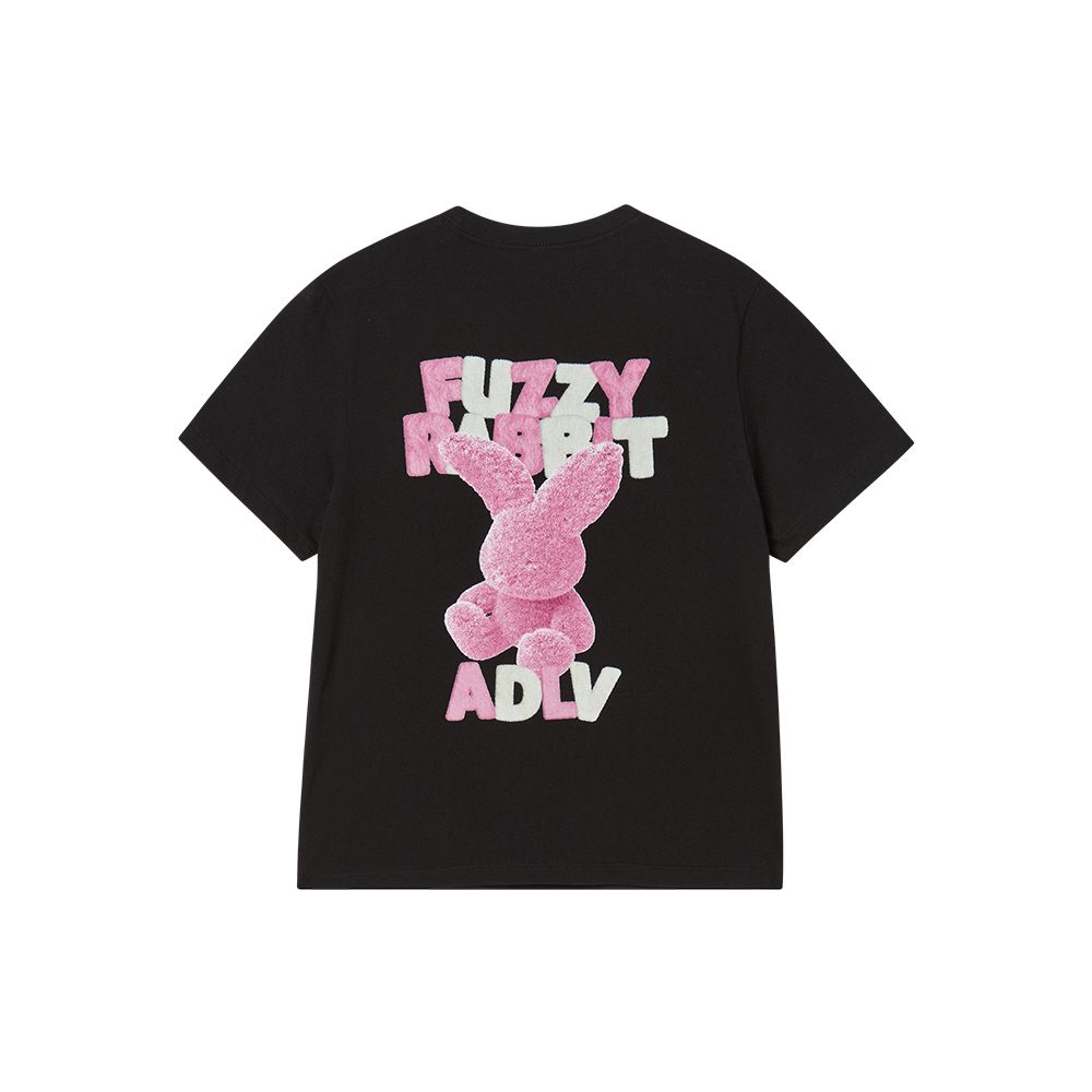 ADLV - Áo thun nữ Fuzzy Font Rabbit Đen
