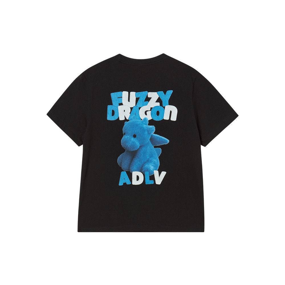 ADLV - Áo thun nữ Fuzzy Font Dragon Đen