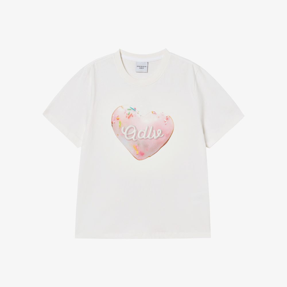 ADLV - Áo thun nữ Heart Doughnut Kem