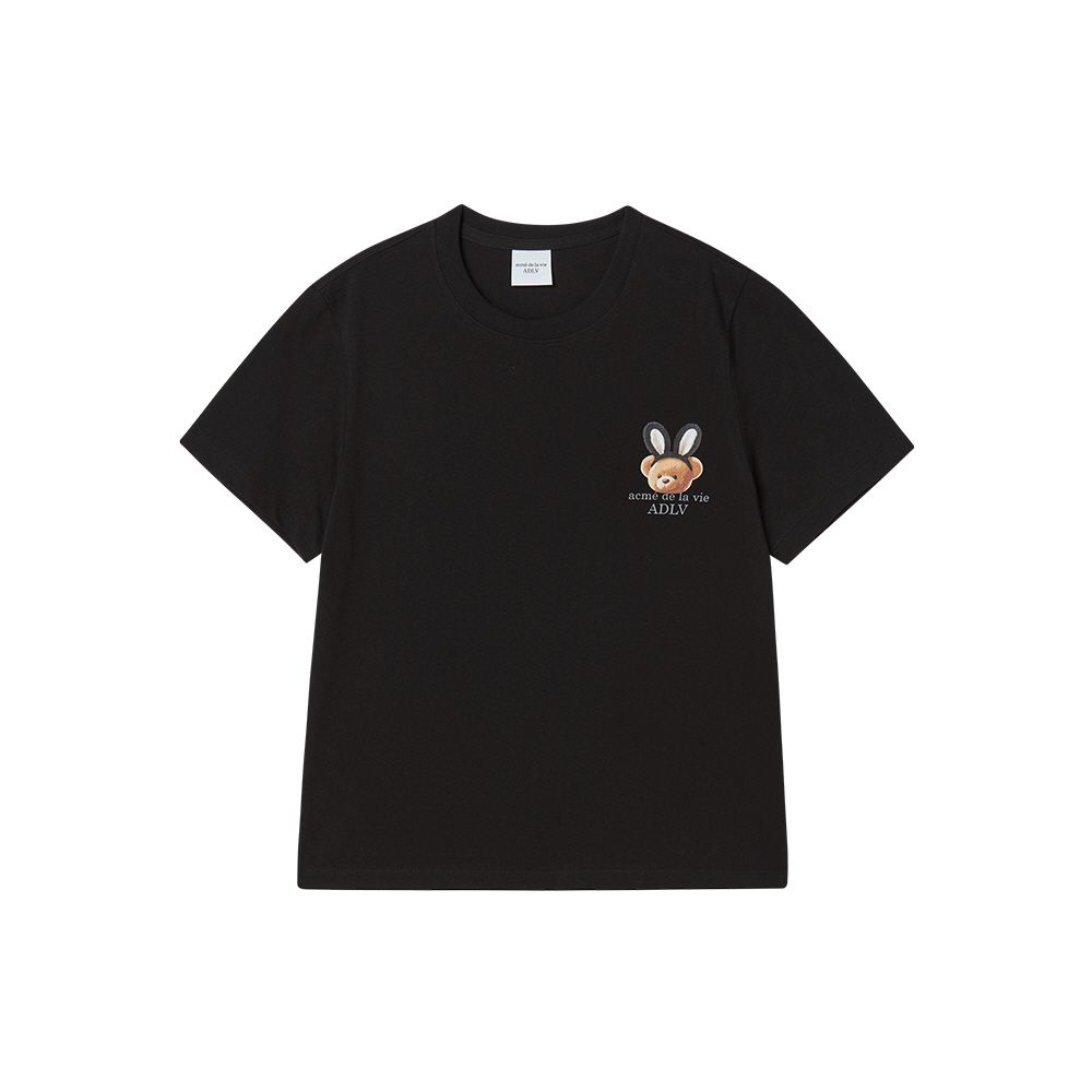 ADLV - Áo thun nữ Rabbit Bear Doll Logo Đen