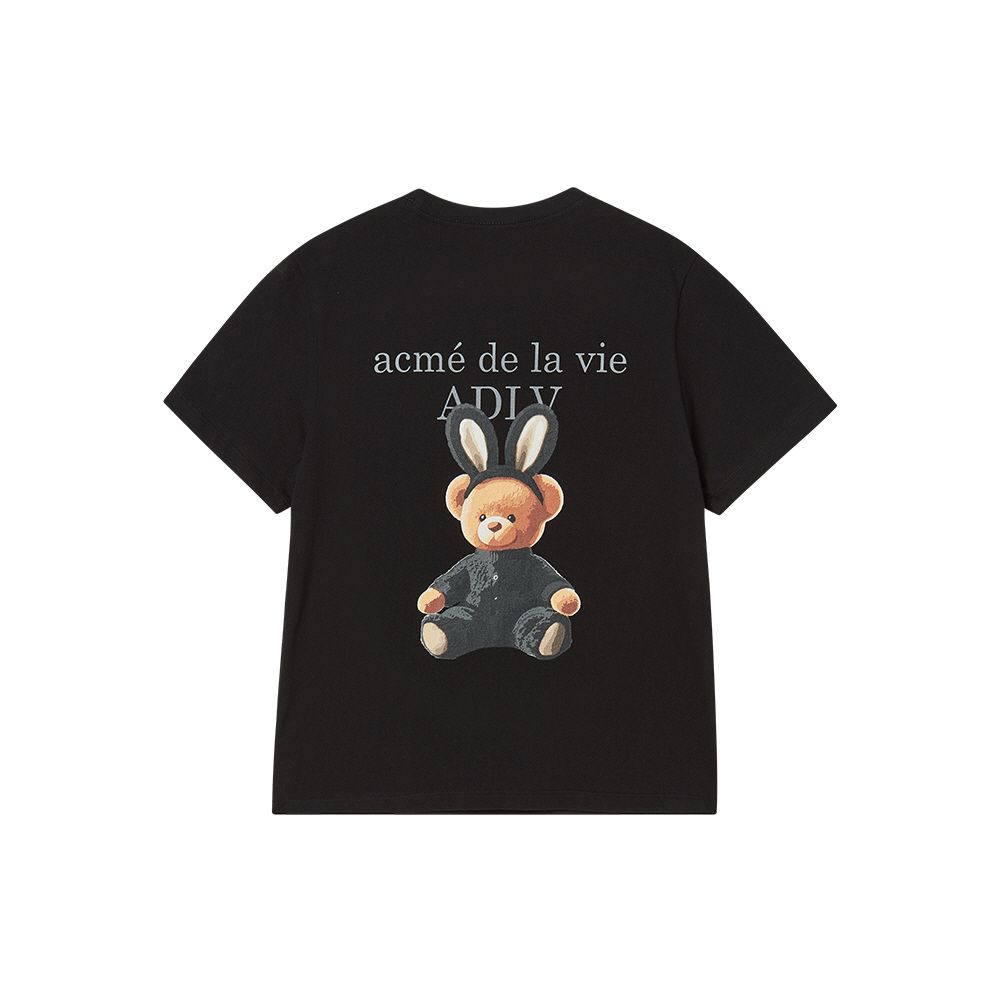 ADLV - Áo thun nữ Rabbit Bear Doll Logo Đen
