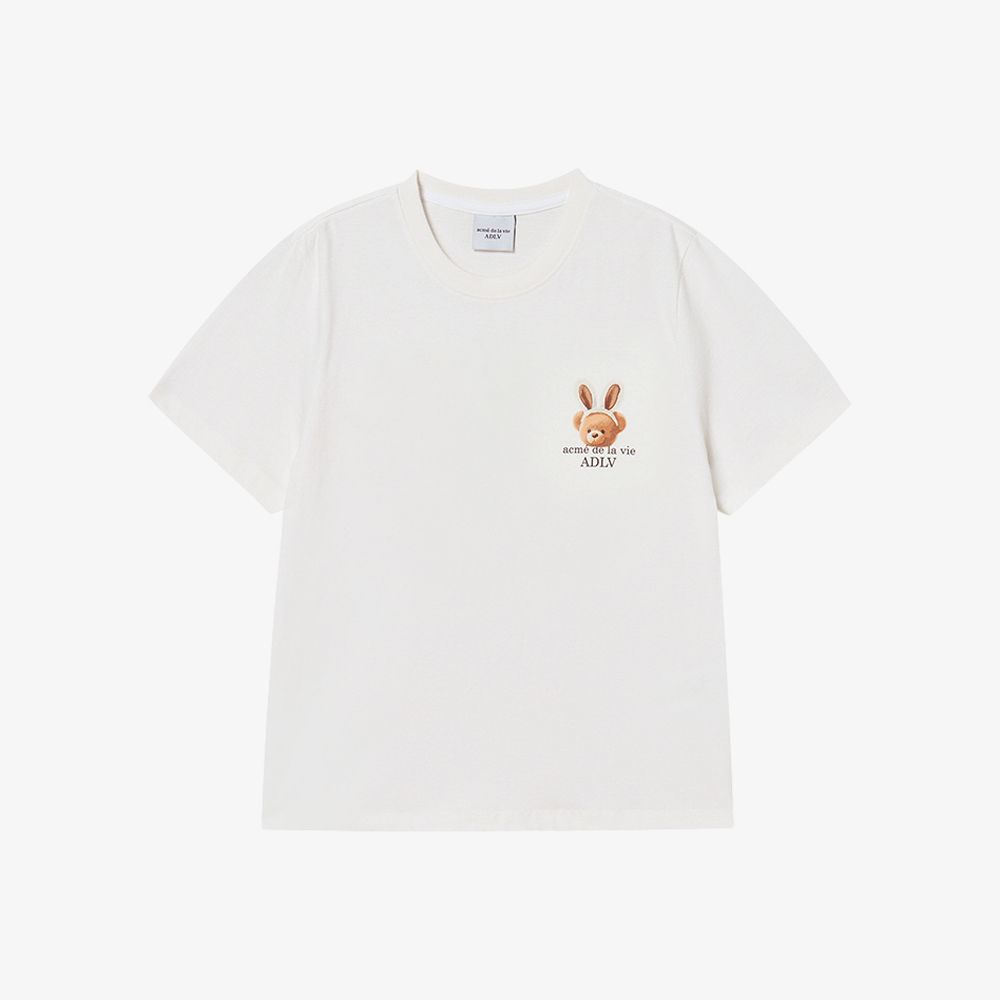 ADLV - Áo thun nữ Rabbit Bear Doll Logo Kem