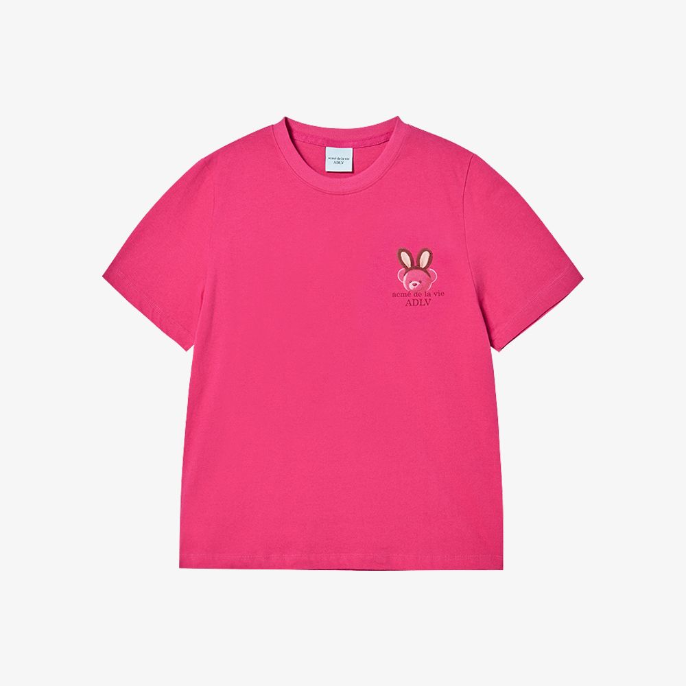 ADLV - Áo thun nữ Rabbit Bear Doll Logo Hồng