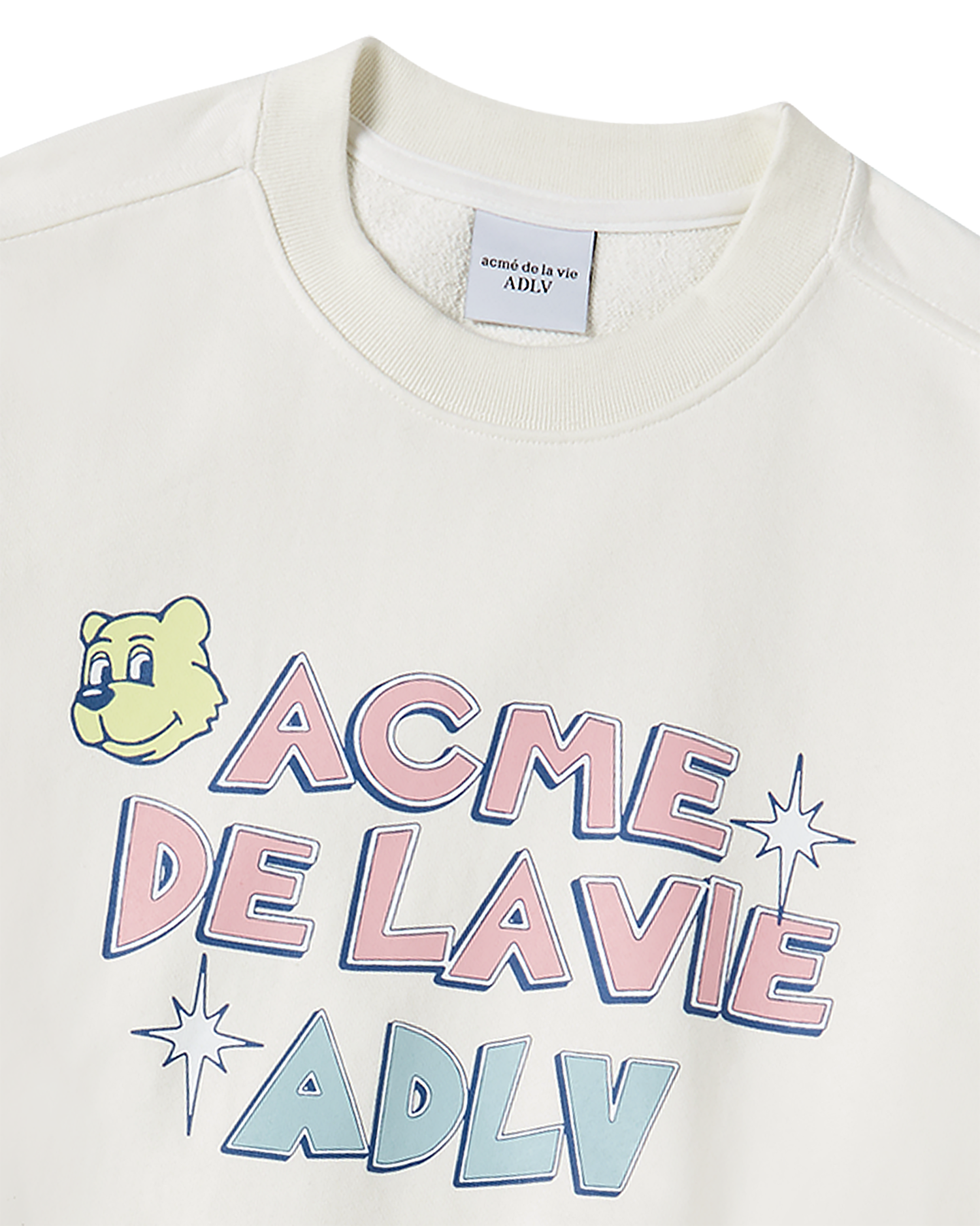 ADLV - Áo Nỉ nữ crop AC Bear Candy Kem
