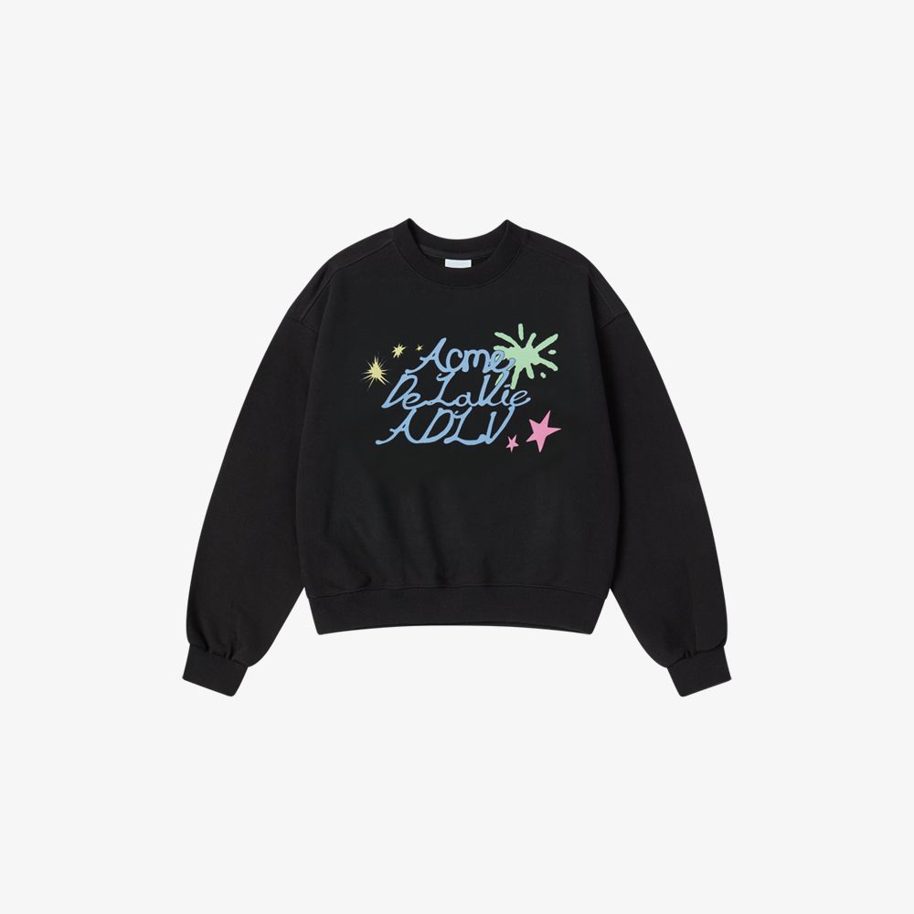 ADLV - Áo Nỉ nữ crop Palette Lettering Đen