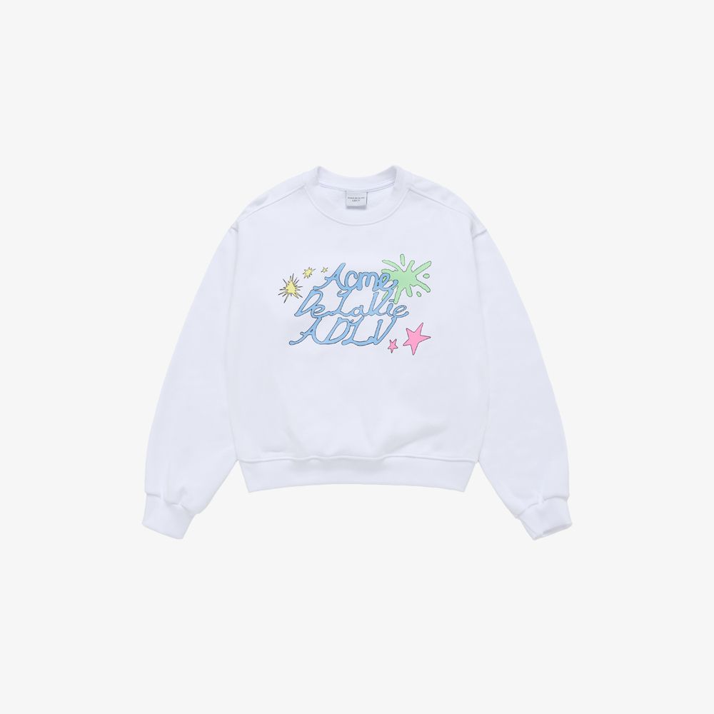 ADLV - Áo Nỉ nữ crop Palette Lettering Trắng