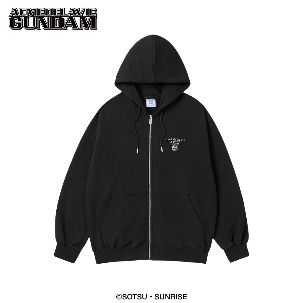 ADLV - Áo Hoodie kéo khóa MOBILE SUIT GUNDAM Basic Logo Đen