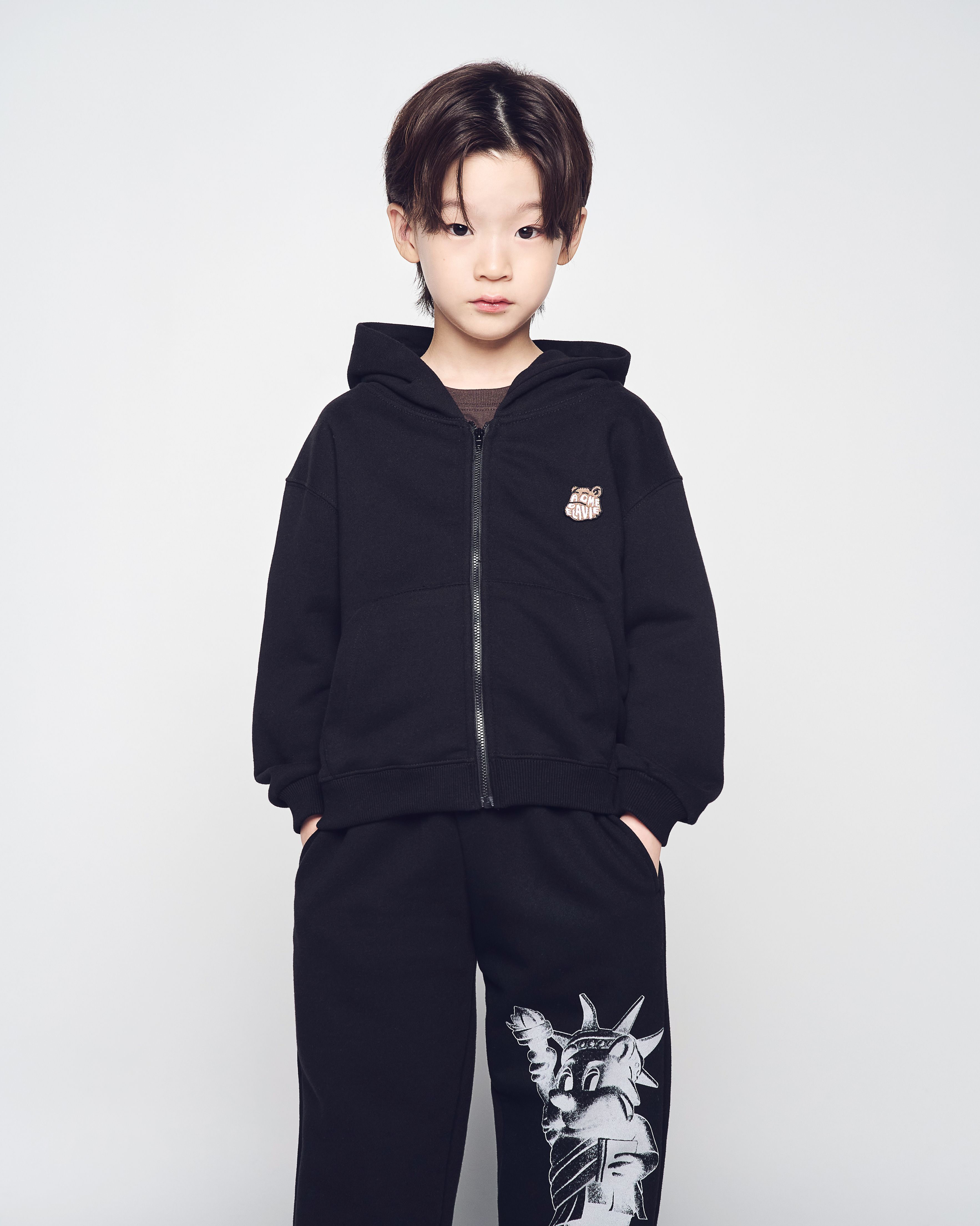 ADLV - [KIDS] Áo Hoodie kéo khóa AC Bear Wappen Đen