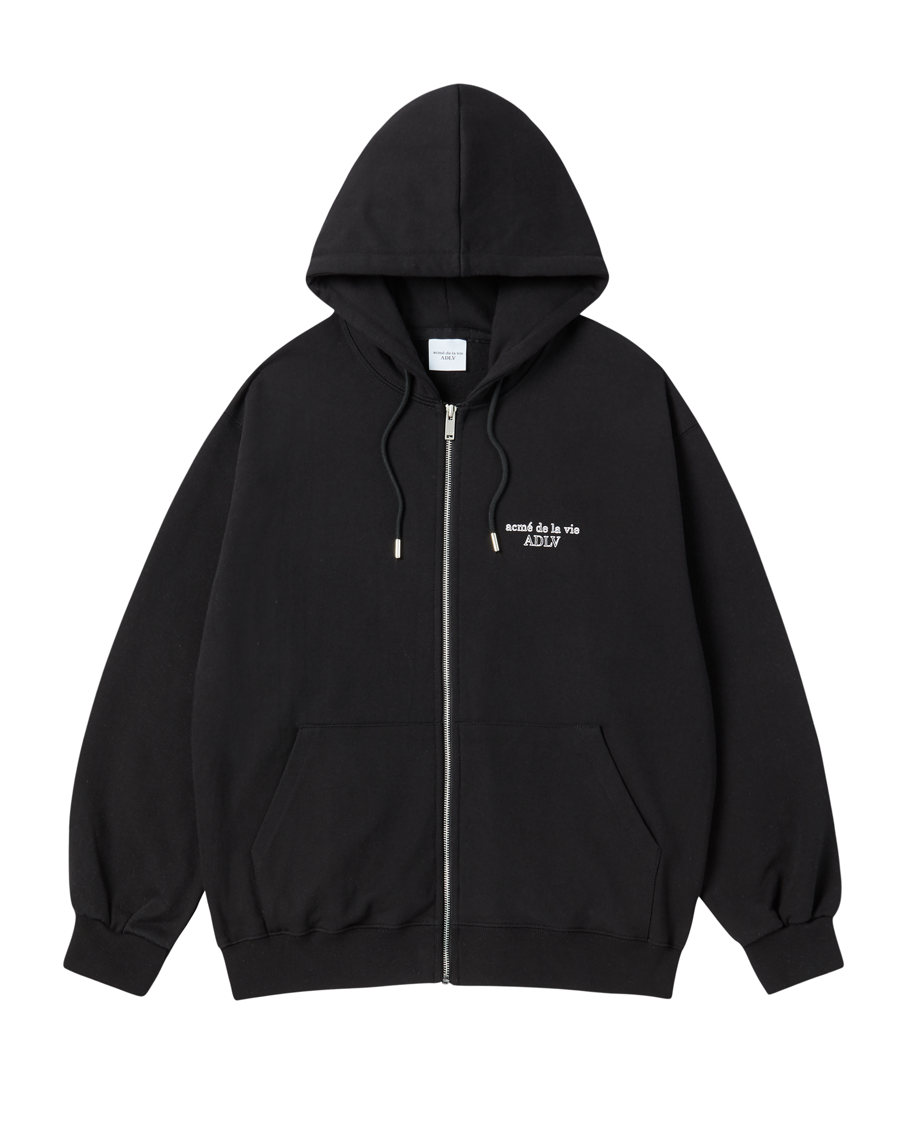 ADLV - Áo Hoodie kéo khóa Border Line Basic Logo Đen