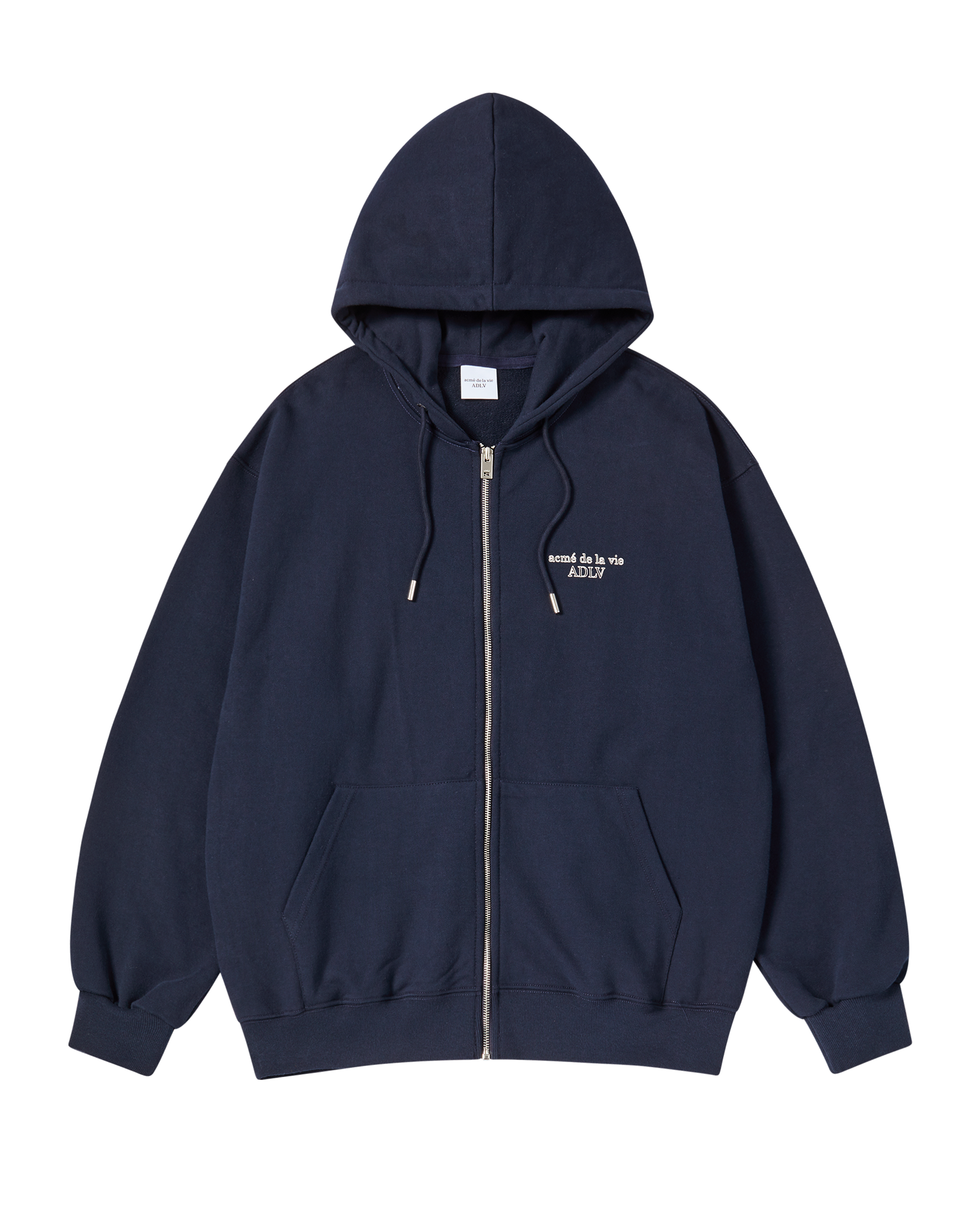 Áo Hoodie kéo khóa Border Line Basic Logo Xanh navy đậm