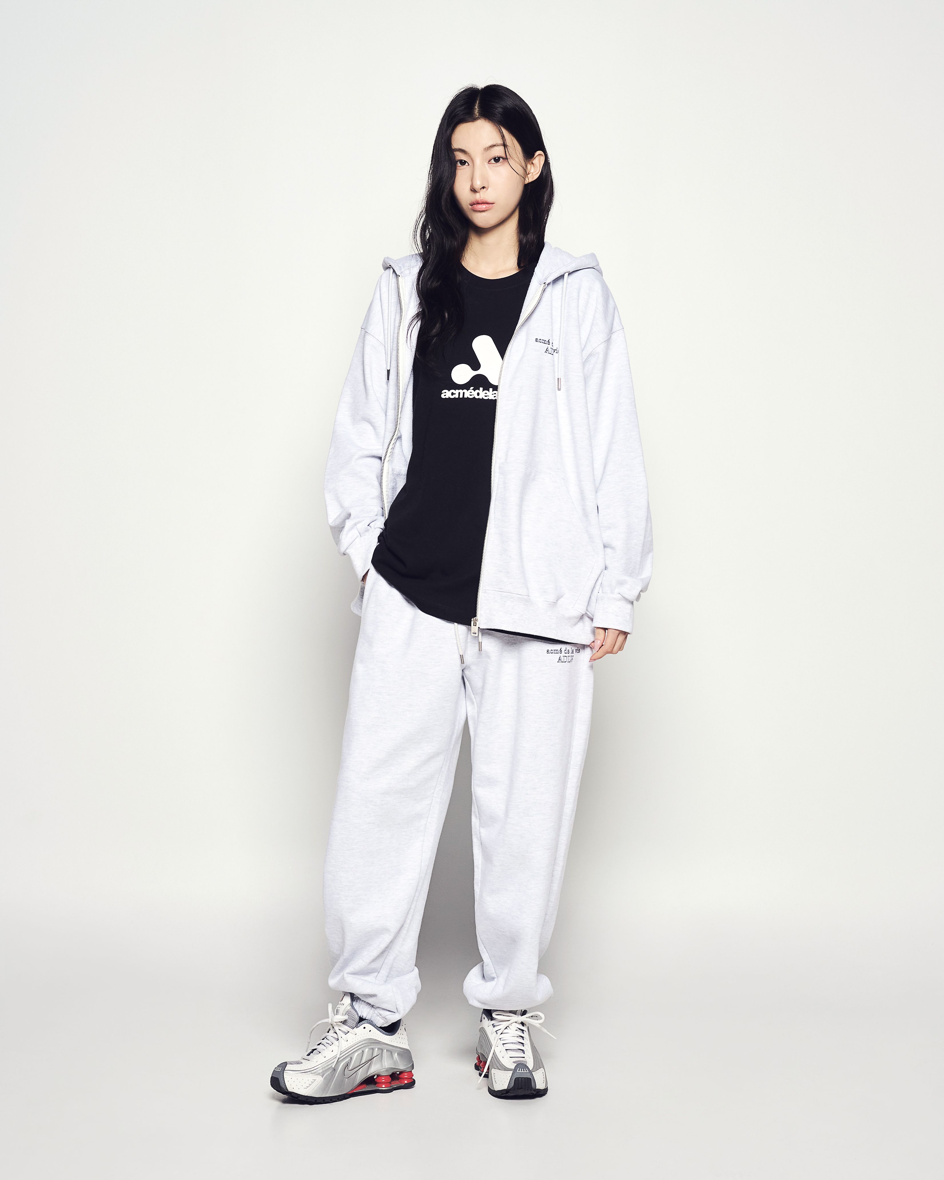 ADLV - Áo Hoodie kéo khóa Border Line Basic Logo Muối tiêu