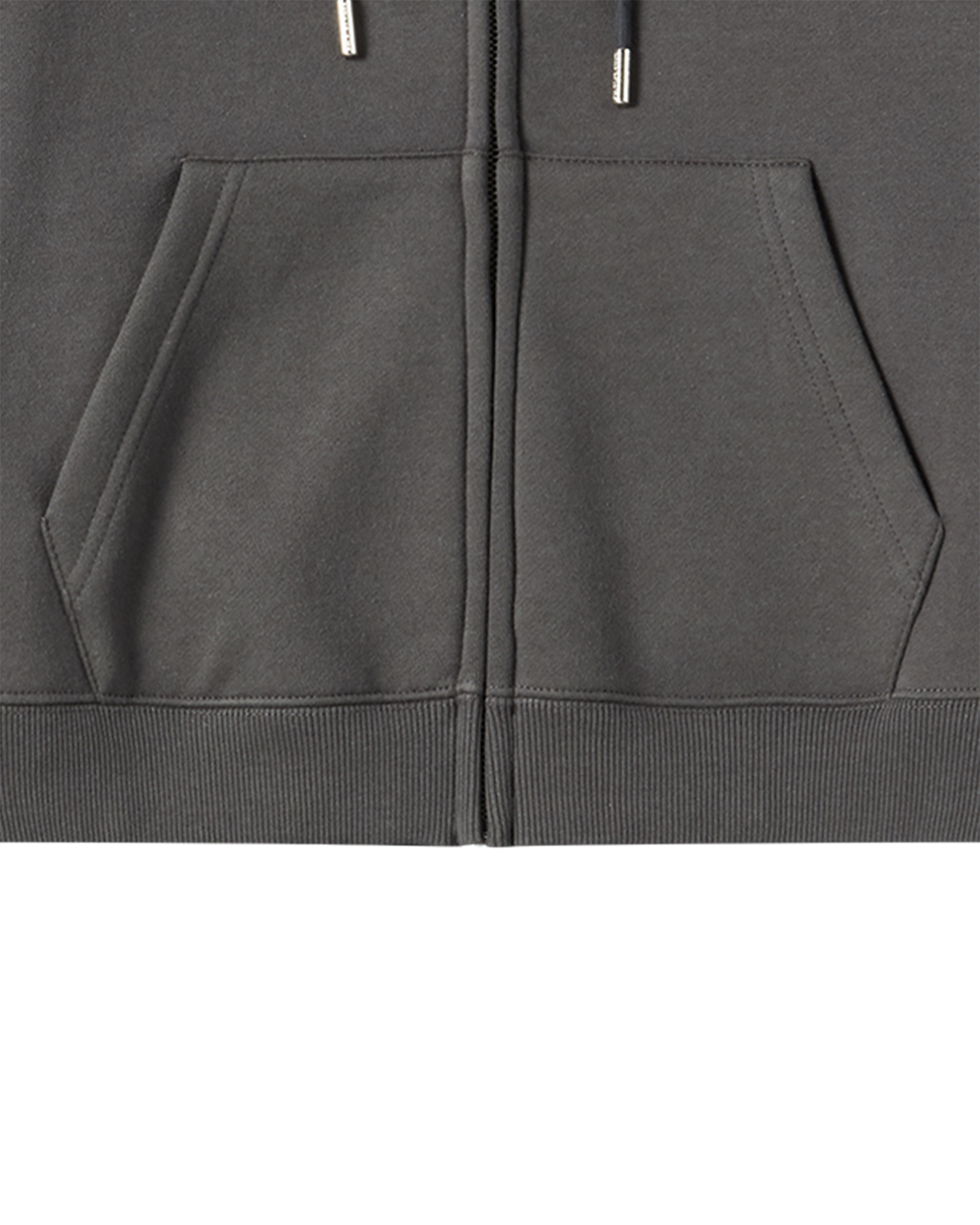 ADLV - Áo Hoodie nữ crop kéo khóa Arch Shaped Logo Napping Than chì