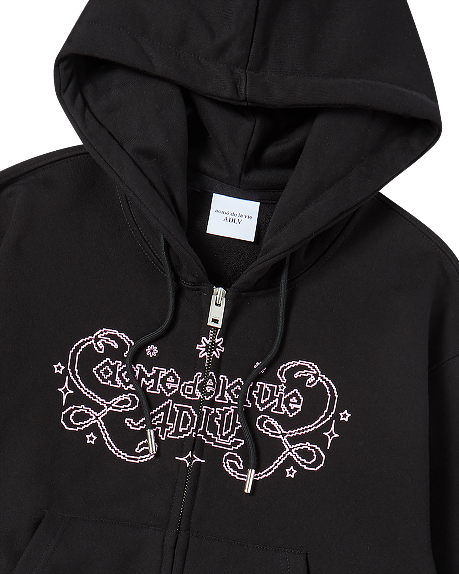 ADLV - Áo Hoodie nữ crop kéo khóa Princess Font Đen