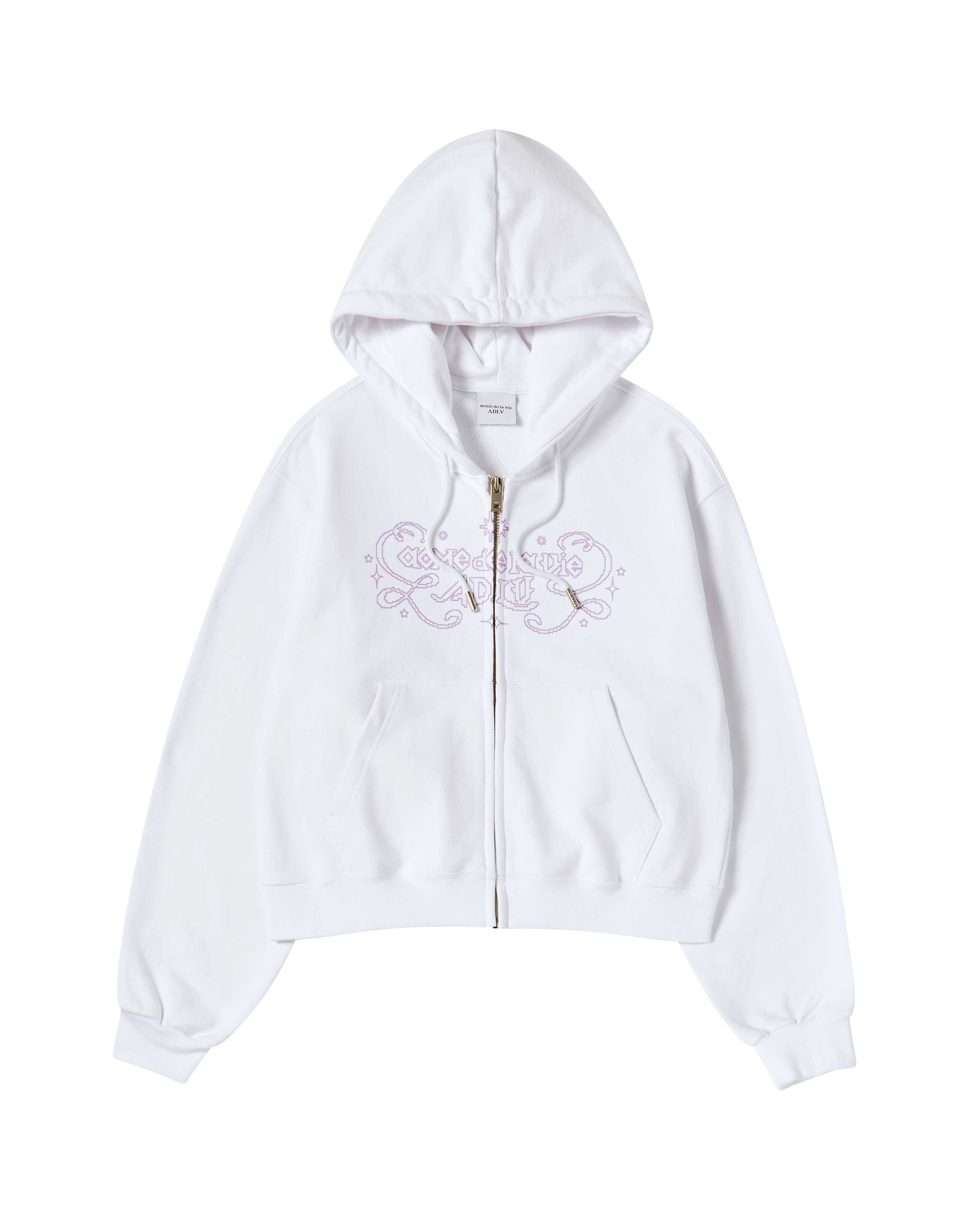 Áo Hoodie nữ crop kéo khóa Princess Font Trắng