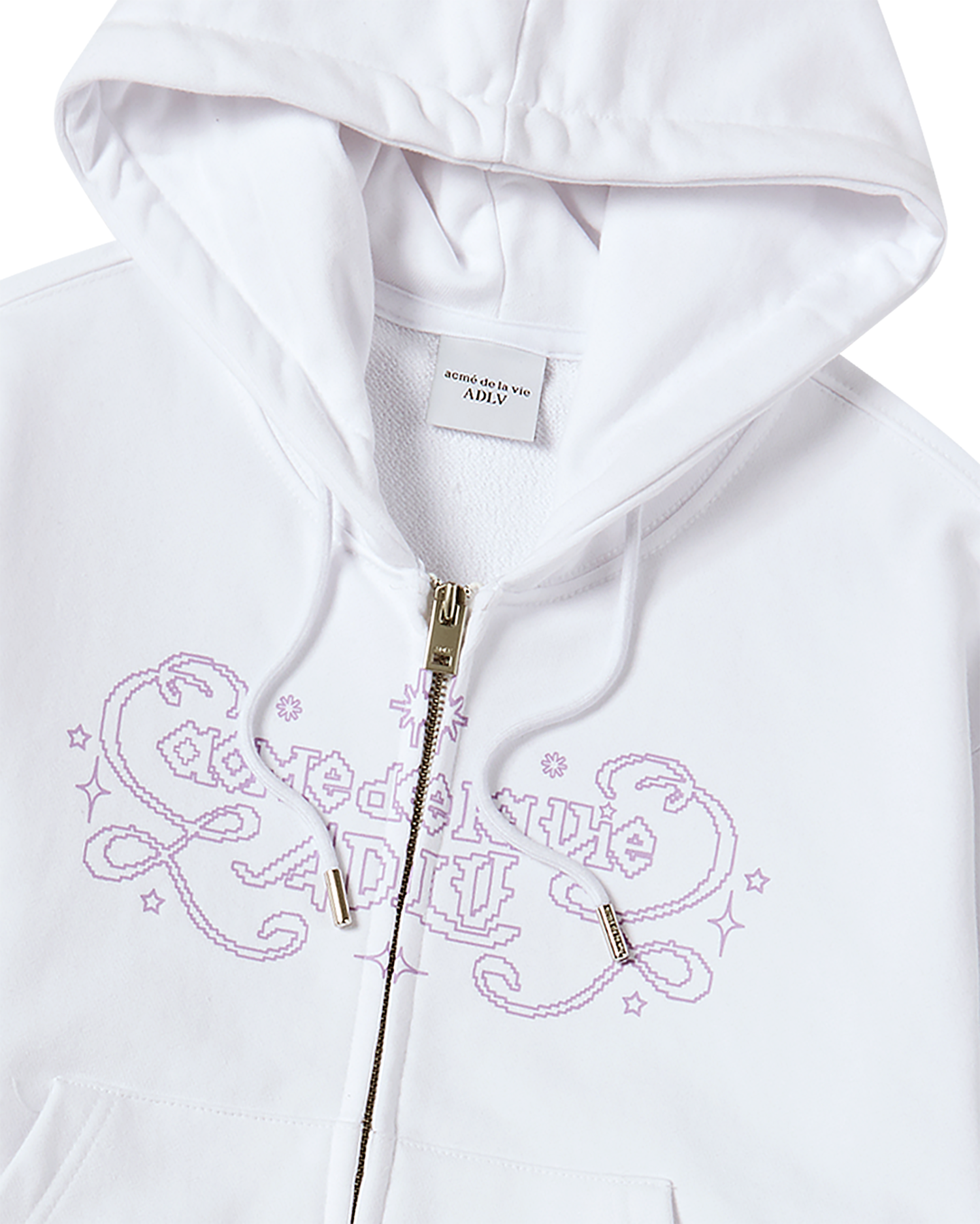 ADLV - Áo Hoodie nữ crop kéo khóa Princess Font Trắng