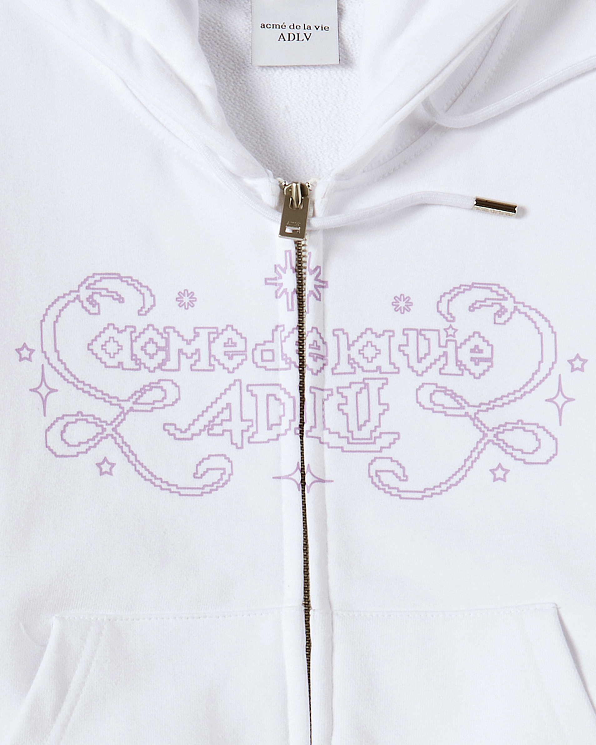 ADLV - Áo Hoodie nữ crop kéo khóa Princess Font Trắng