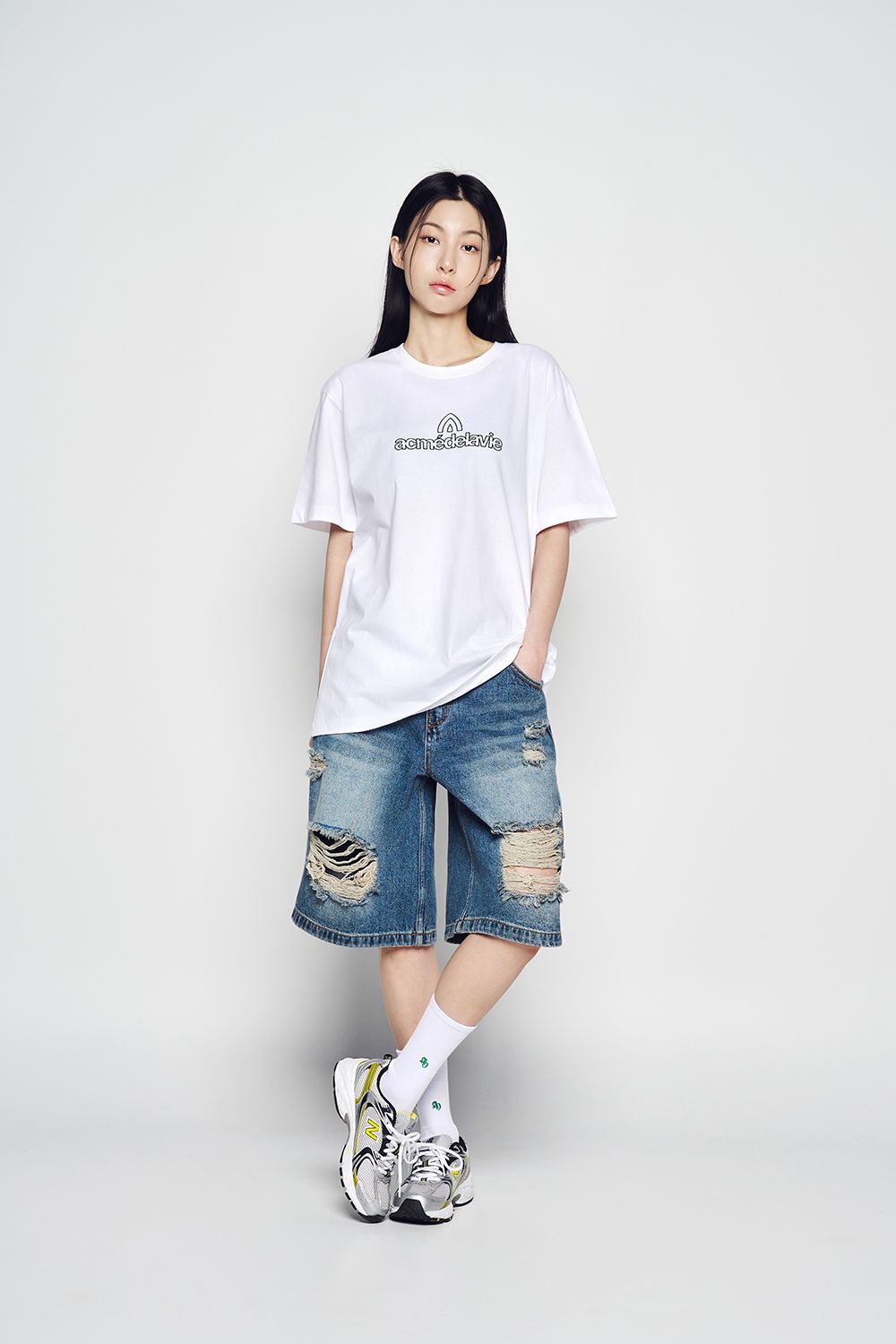 ADLV - Quần Short Hem Line Destroyed Denim Xanh Dương