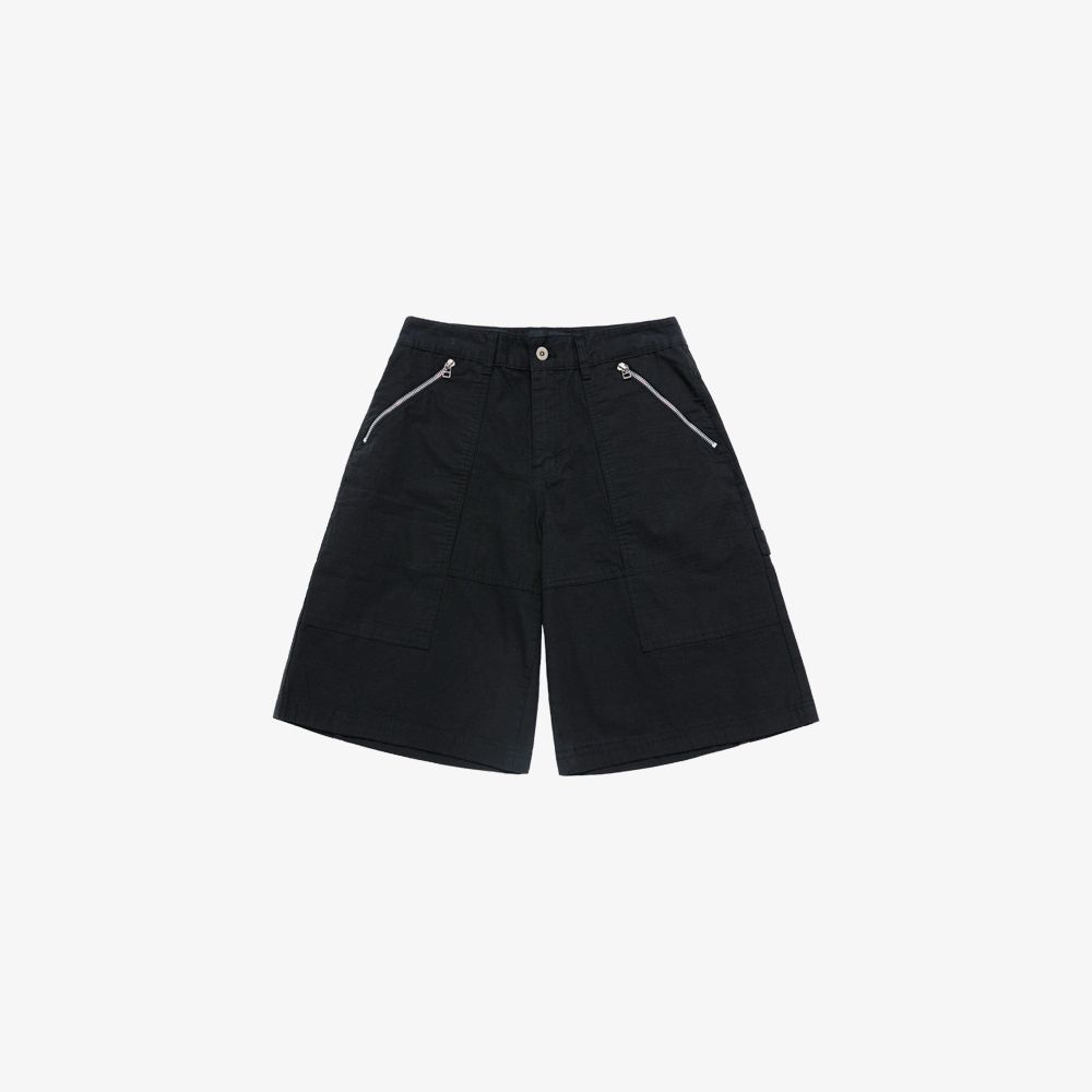 ADLV - Quần Short Denim chi tiết khóa kéo Đen
