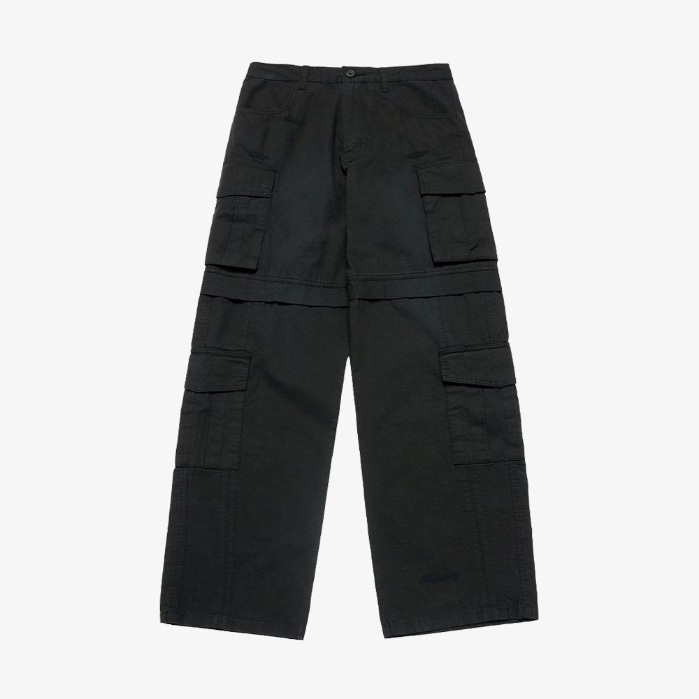 ADLV - Quần Wide Cargo Damage Washed Đen