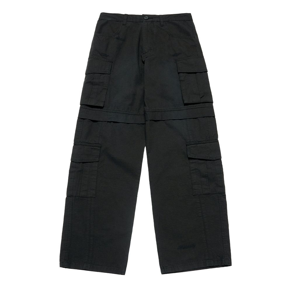 ADLV - Quần Wide Cargo Damage Washed Đen