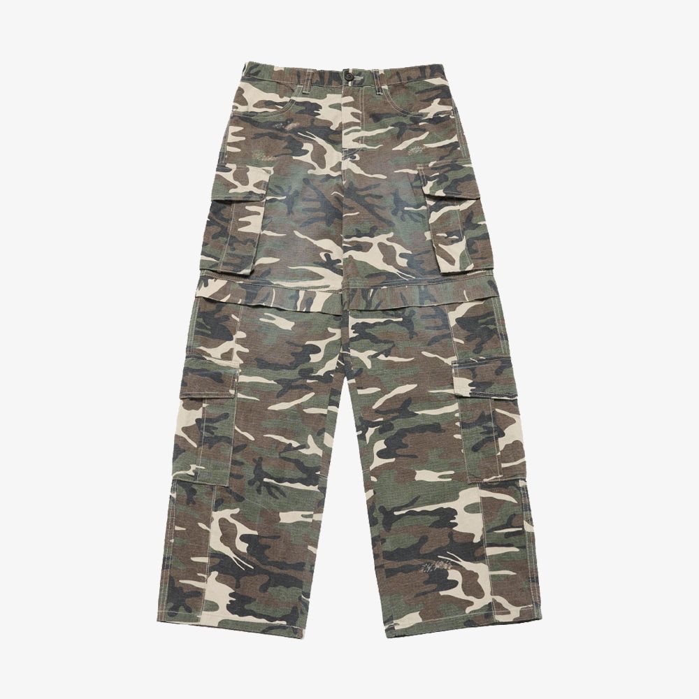 Quần Wide Cargo Damage Washed Camo