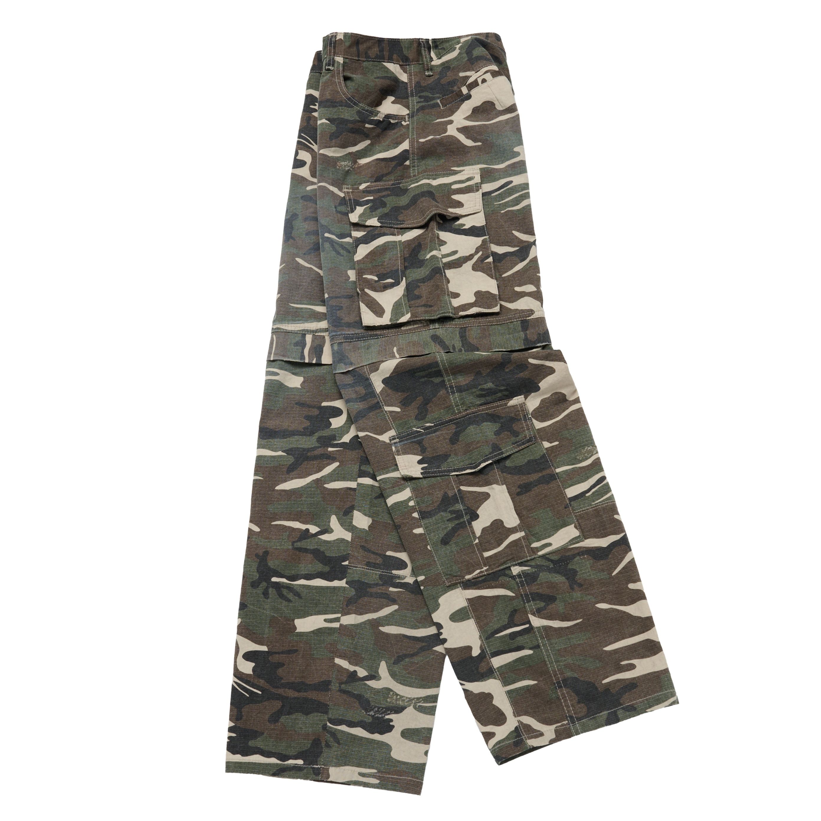 Quần Wide Cargo Damage Washed Camo