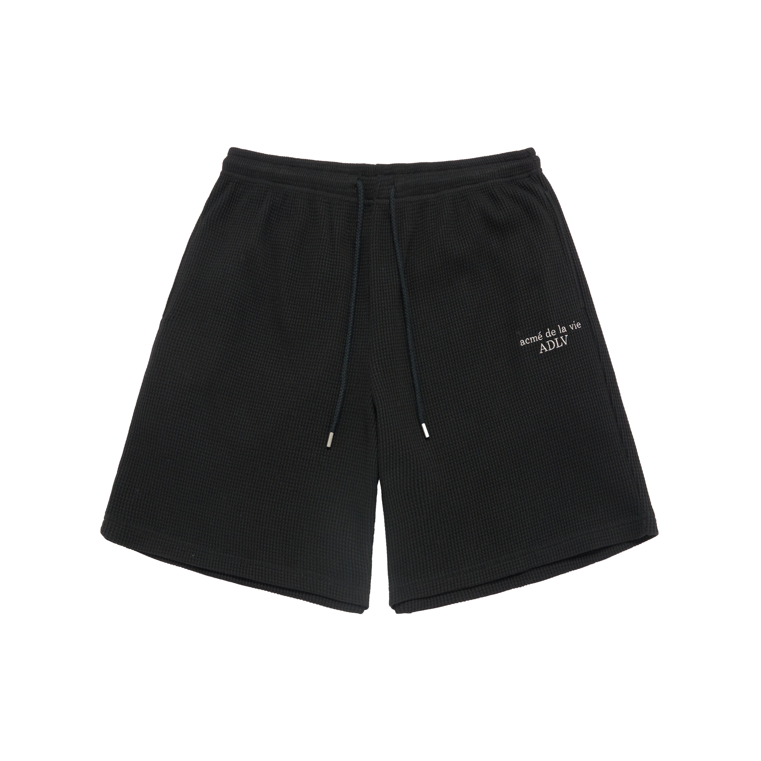 Quần Short Embo Logo Waffle Đen