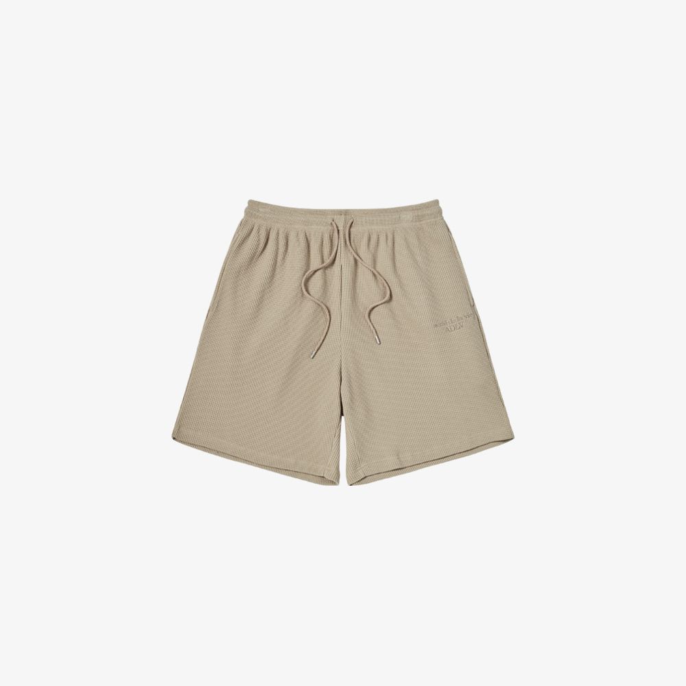 ADLV - Quần Short Embo Logo Waffle Nâu Nhạt