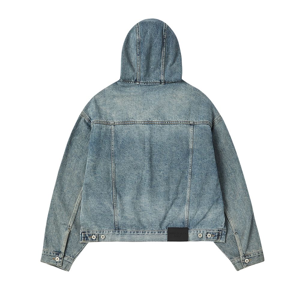 ADLV - Áo Khoác Denim Hoodie Oversize Trucker Xanh Da Trời