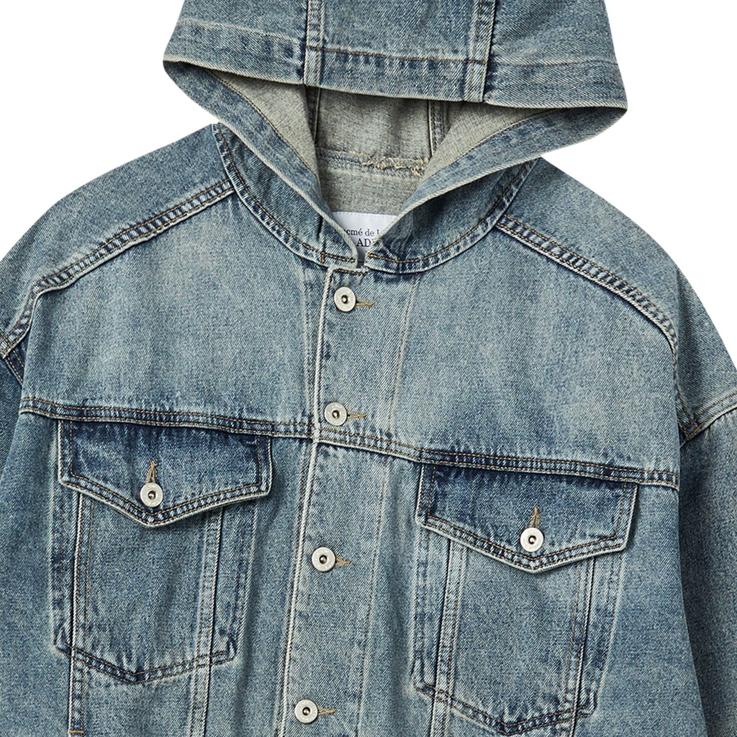 ADLV - Áo Khoác Denim Hoodie Oversize Trucker Xanh Da Trời