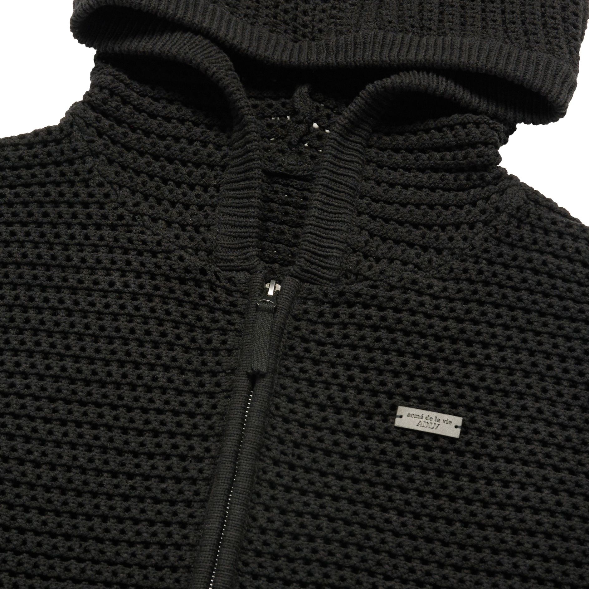 ADLV - Áo Hoodie Kéo Khóa Solid Knit Đen