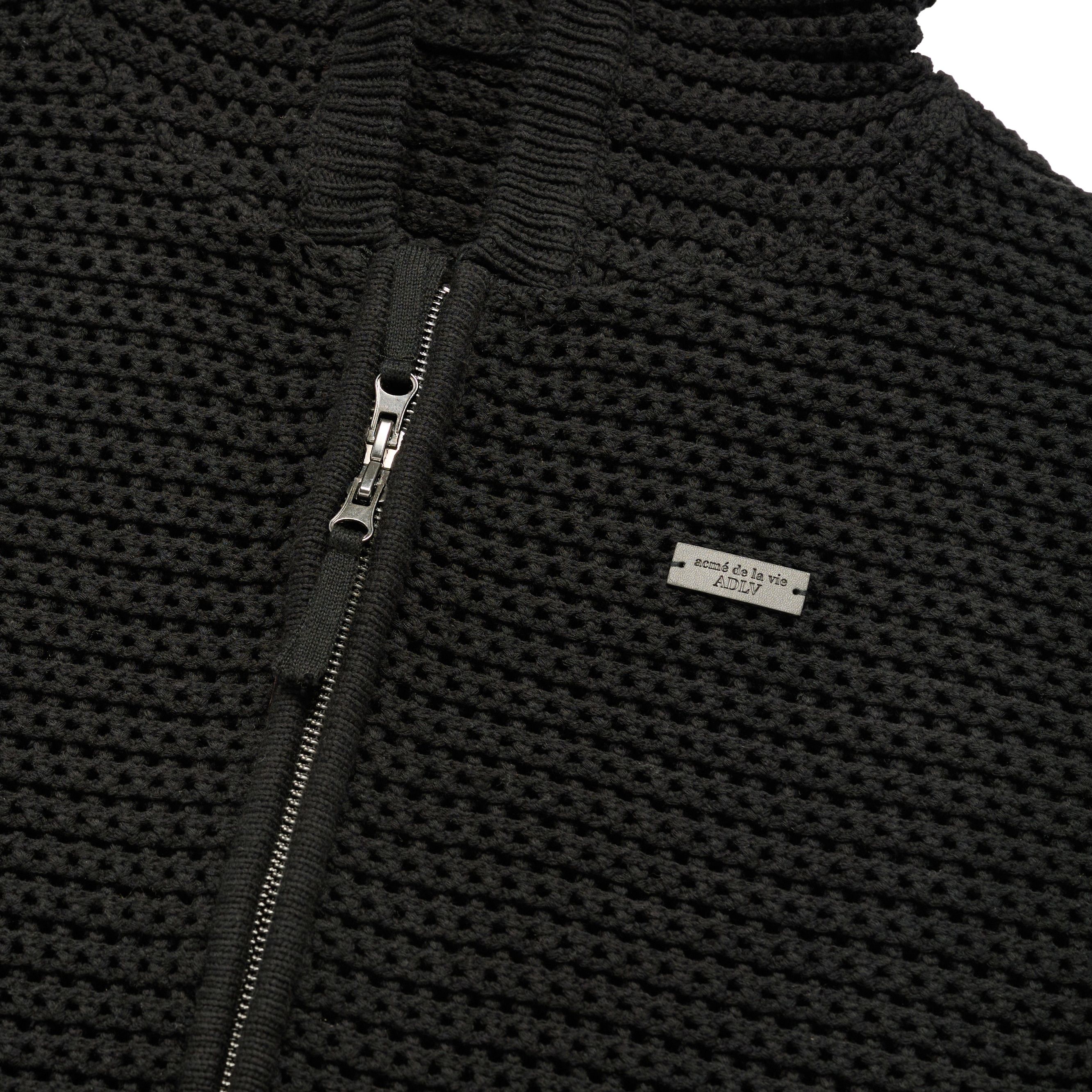 ADLV - Áo Hoodie Kéo Khóa Solid Knit Đen