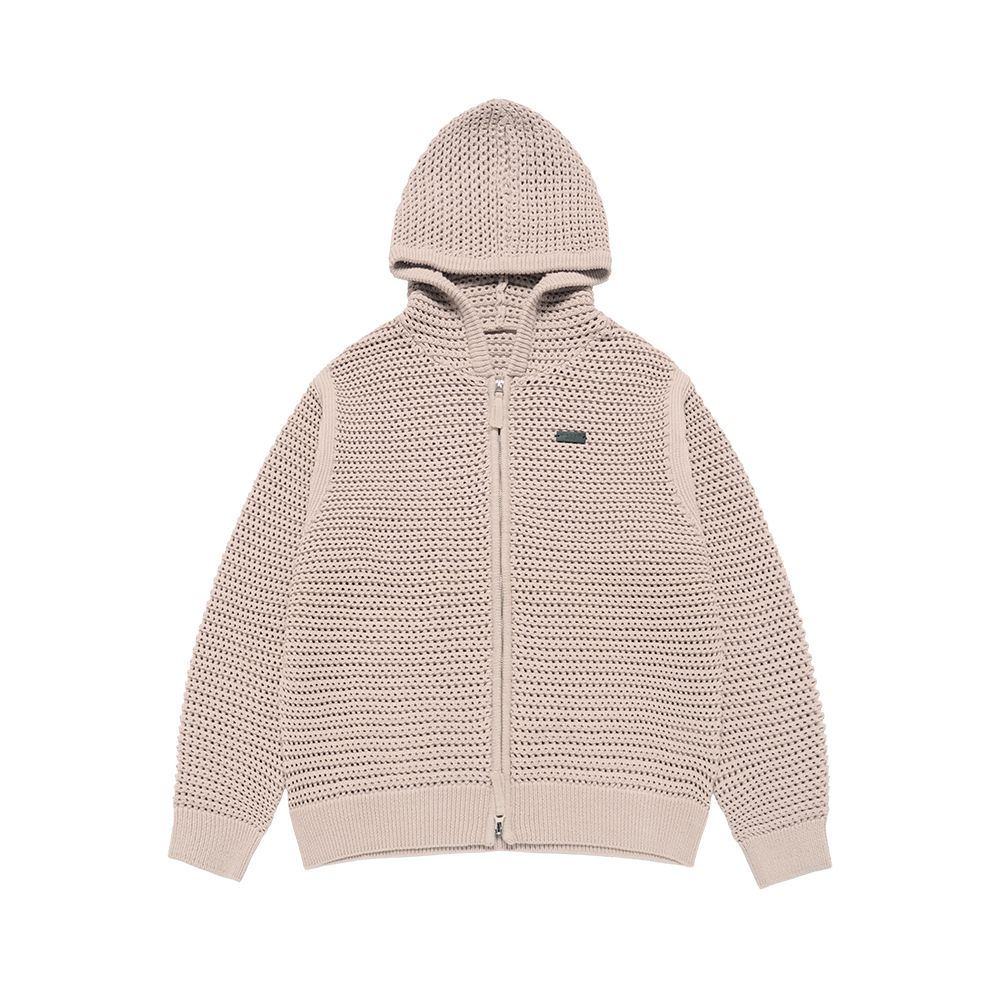 Áo Hoodie Kéo Khóa Solid Knit Be Sáng