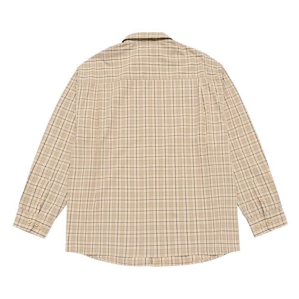 ADLV - Áo Sơ Mi Logo Embo Oversize Kẻ Sọc Be