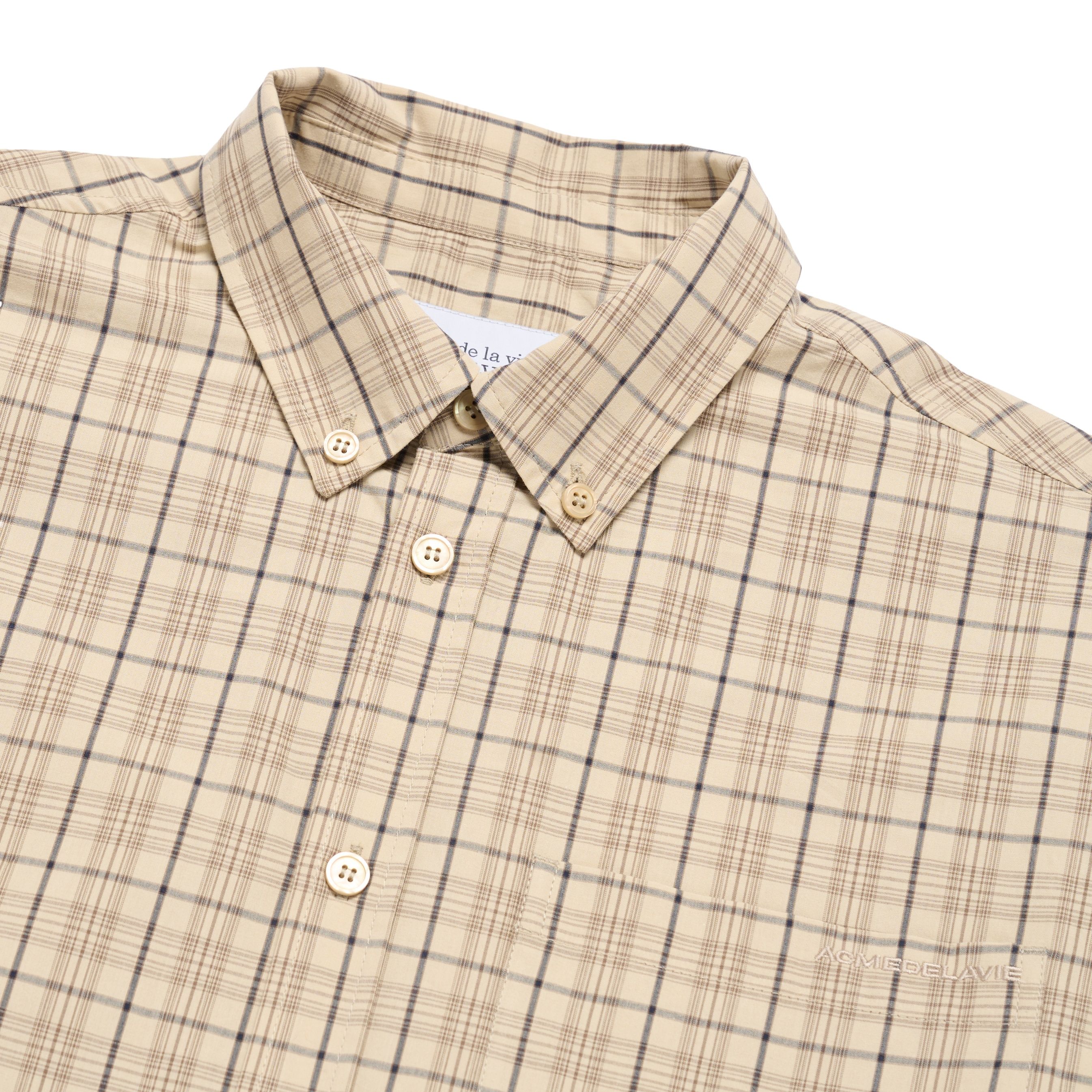 ADLV - Áo Sơ Mi Logo Embo Oversize Kẻ Sọc Be