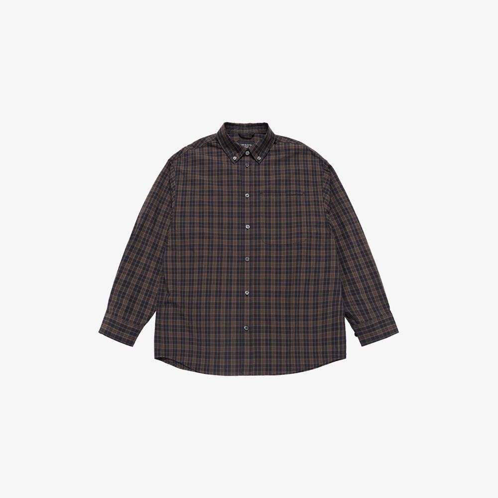 ADLV - Áo Sơ Mi Logo Embo Oversize Kẻ Sọc Đen