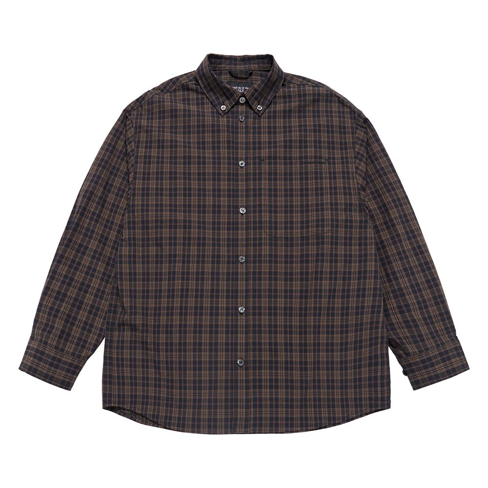 ADLV - Áo Sơ Mi Logo Embo Oversize Kẻ Sọc Đen