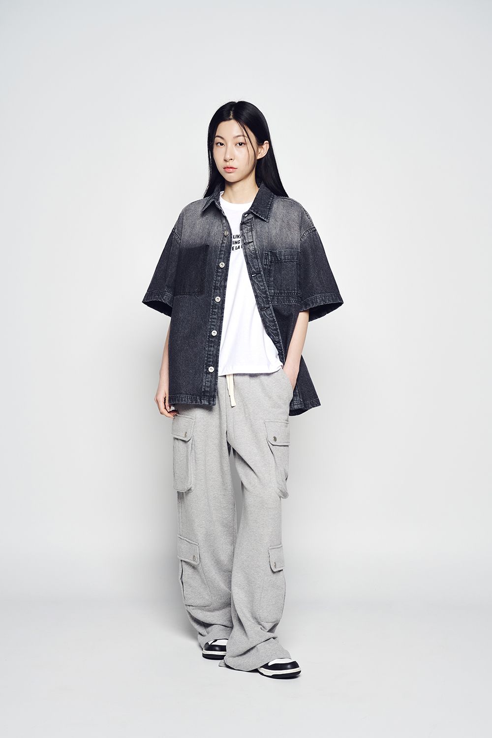ADLV - Áo Thun Oversize Washing Denim Đen