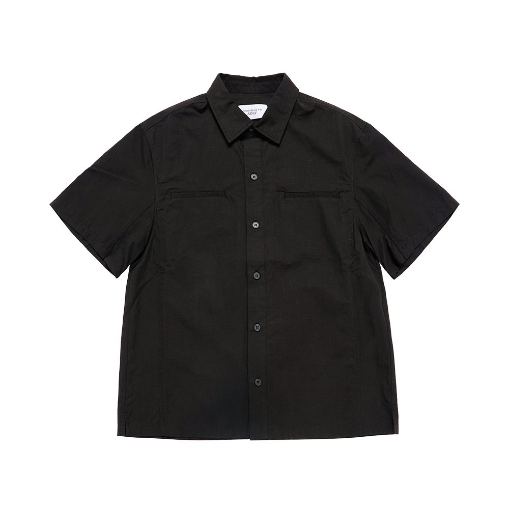 ADLV - Áo Sơ Mi Ngắn Tay Oversize Ripstop Đen