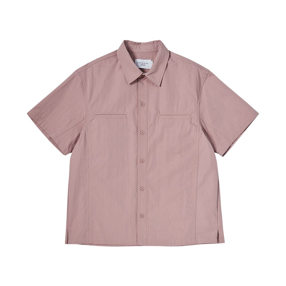 Áo Sơ Mi Ngắn Tay Oversize Ripstop Hồng